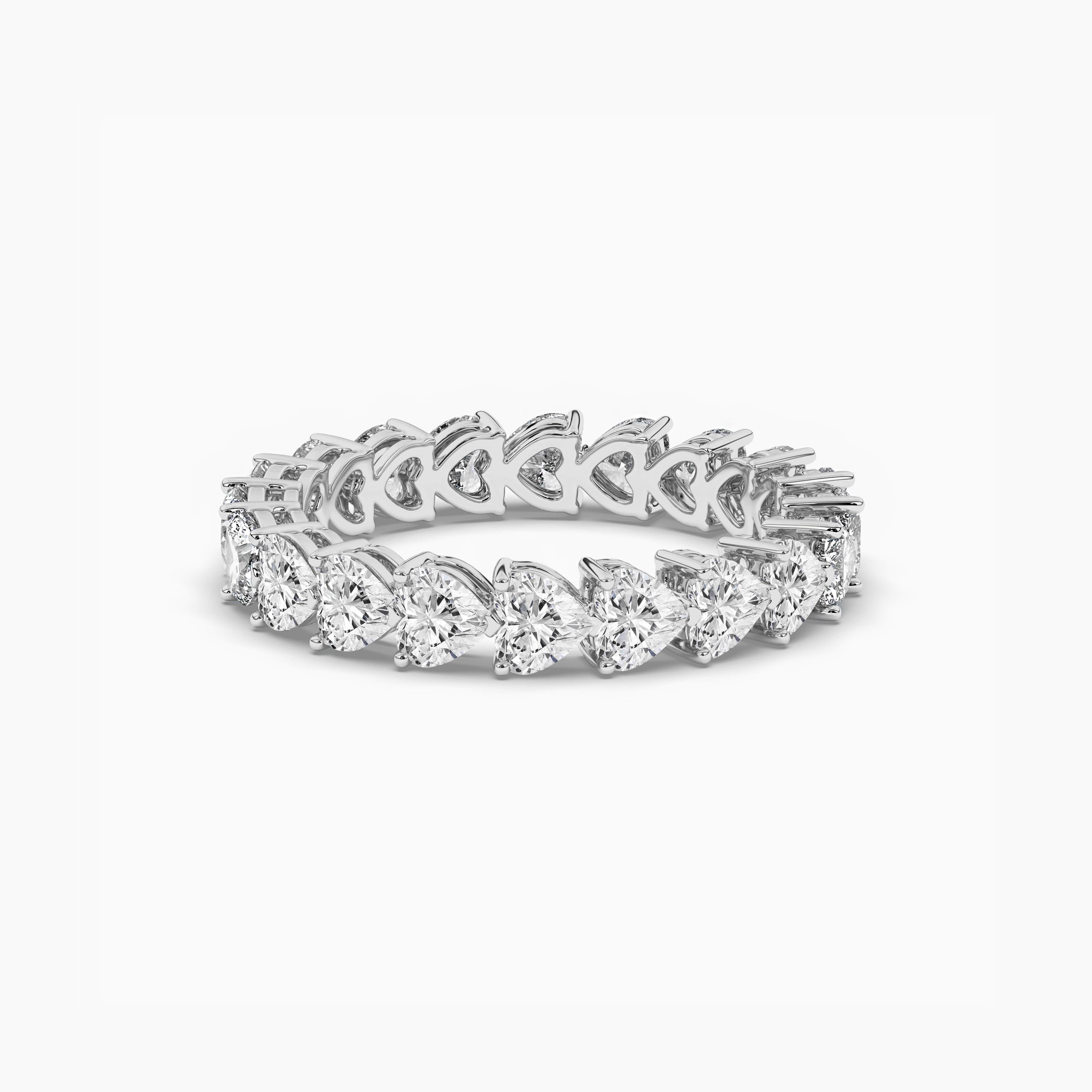 Heart Moissanite Wedding Band White Gold Full Eternity Band