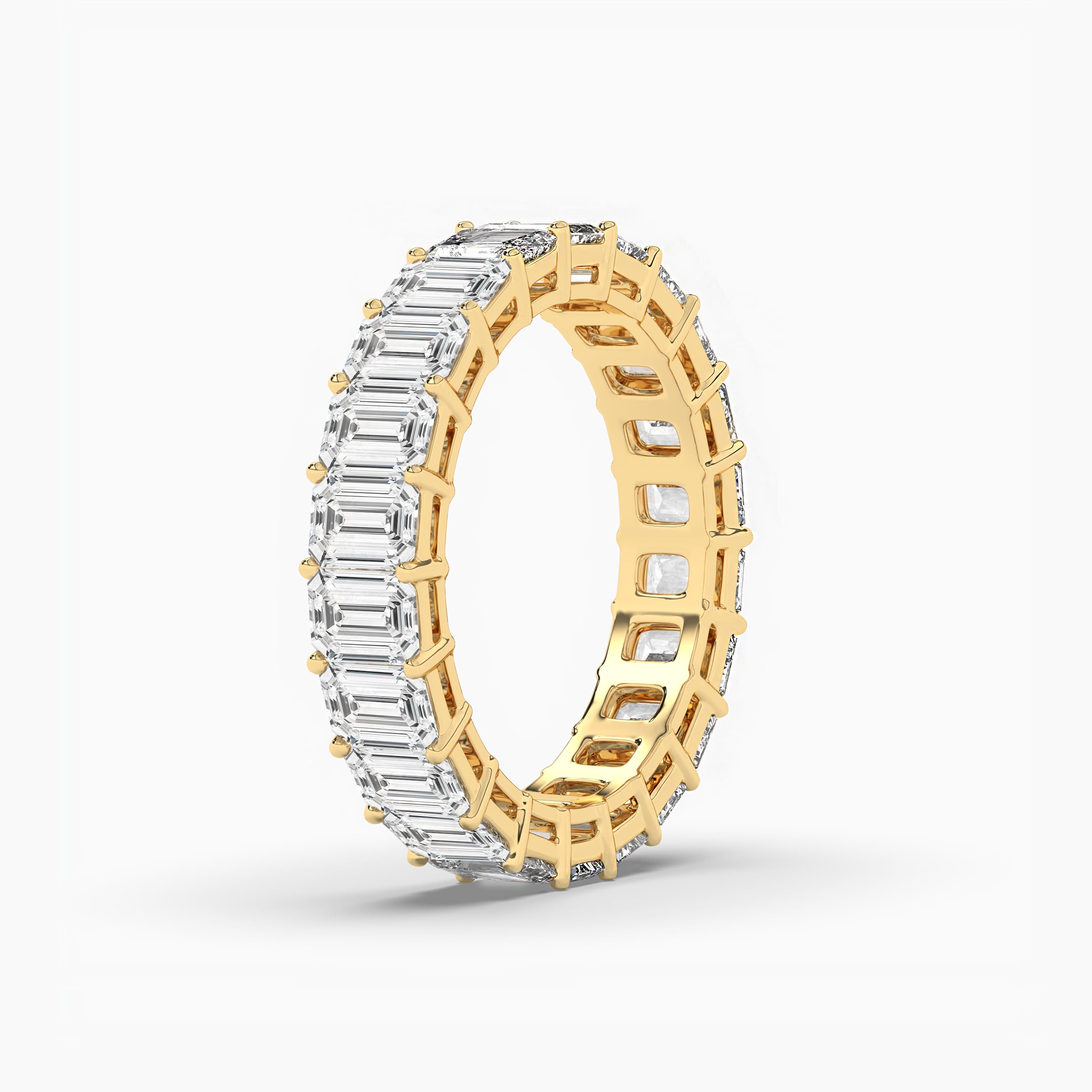 Yellow Gold Emerald Cut Diamond Eternity Wedding Ring In Yellow Gold