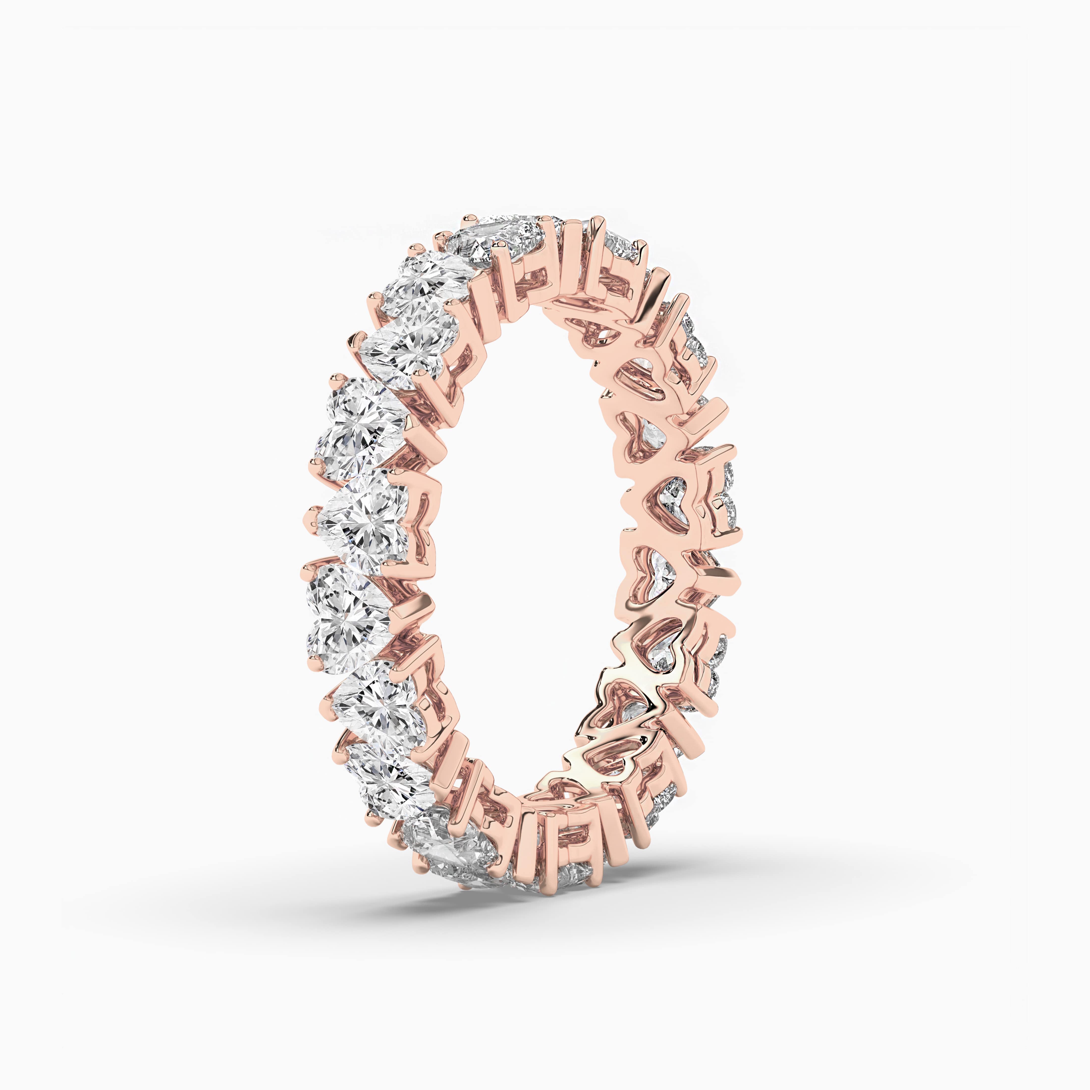 Rose Gold Heart Shape Eternity Wedding Band