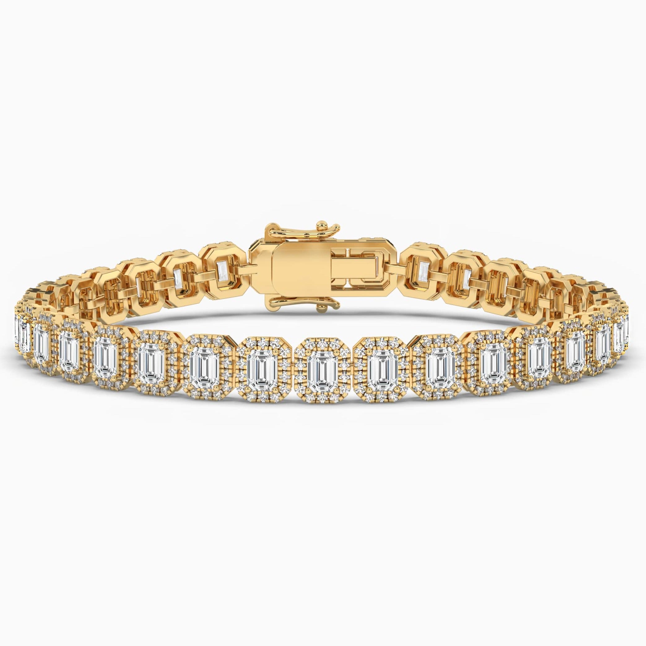 YELLOW GOLD EMERALD CUT DIAMOND BRACELET
