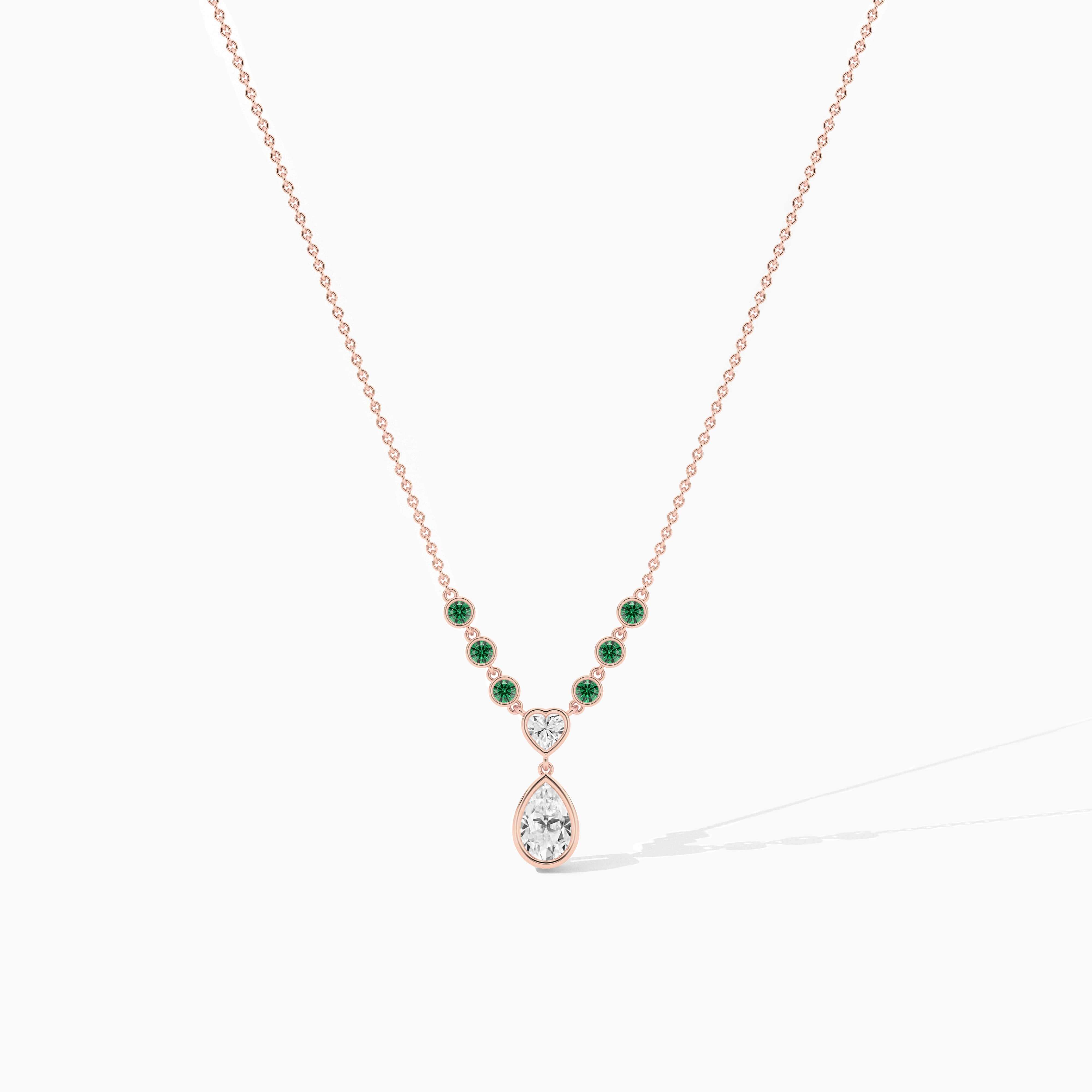 emerald diamond station necklace