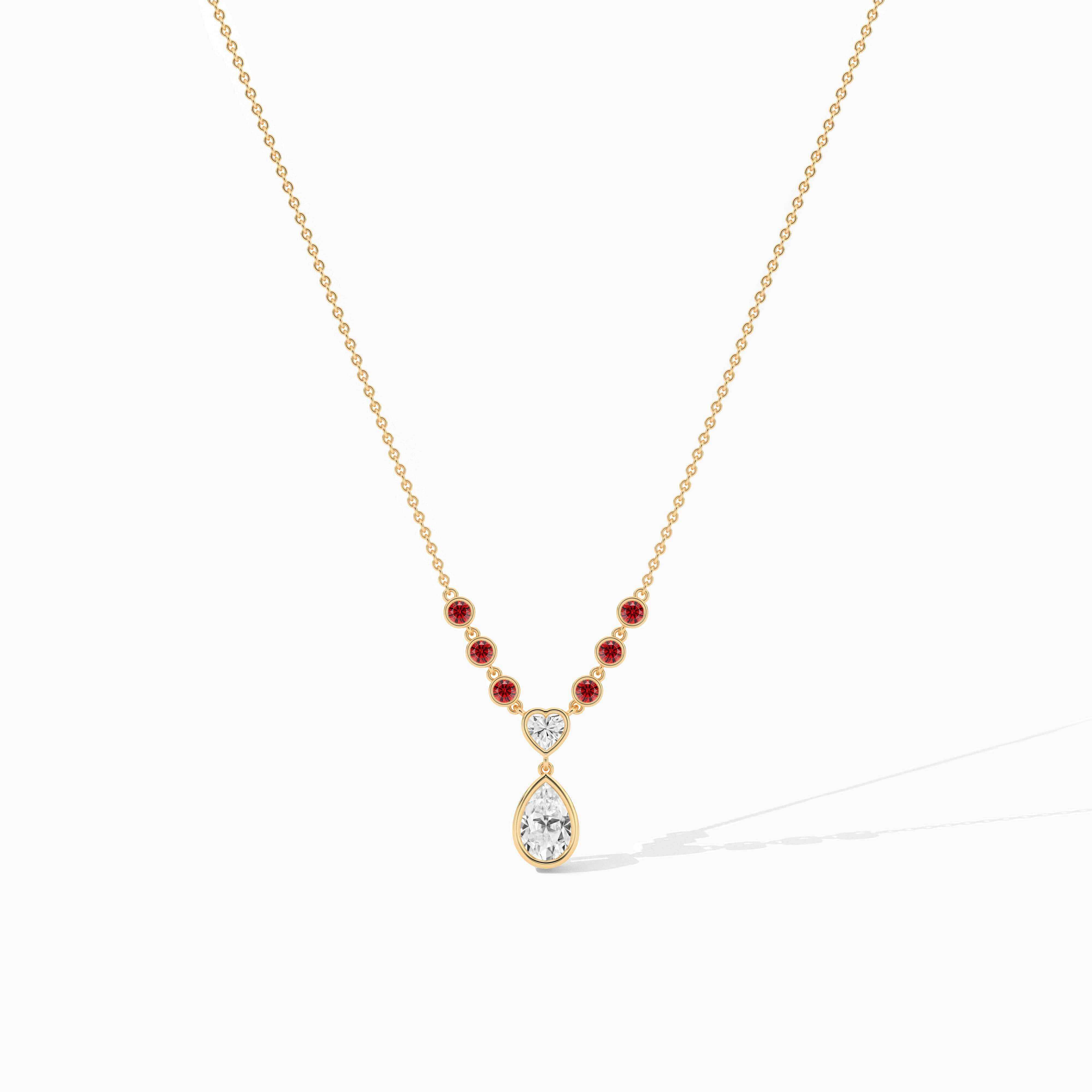 14k ruby dimond station necklace