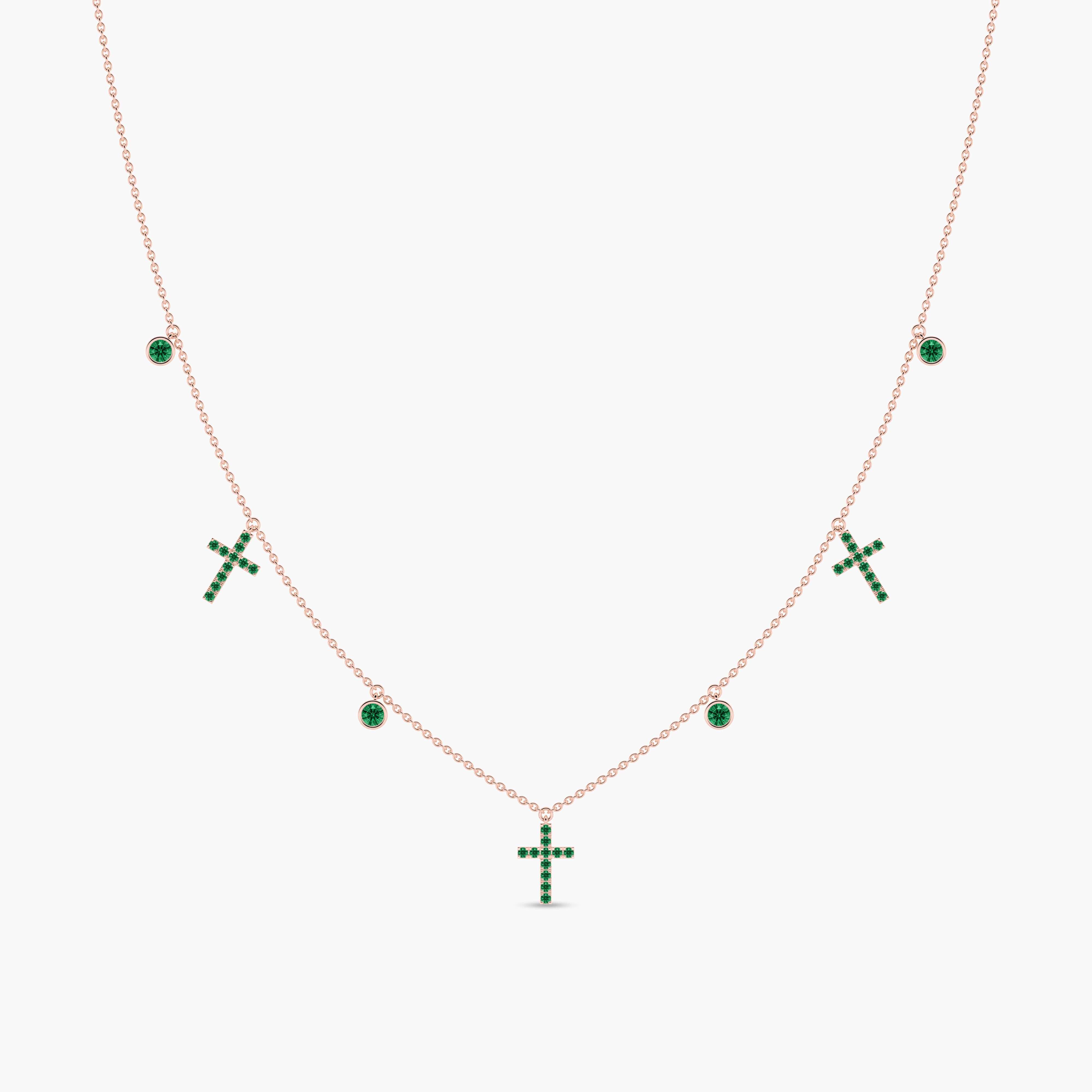emerald cross necklace gold