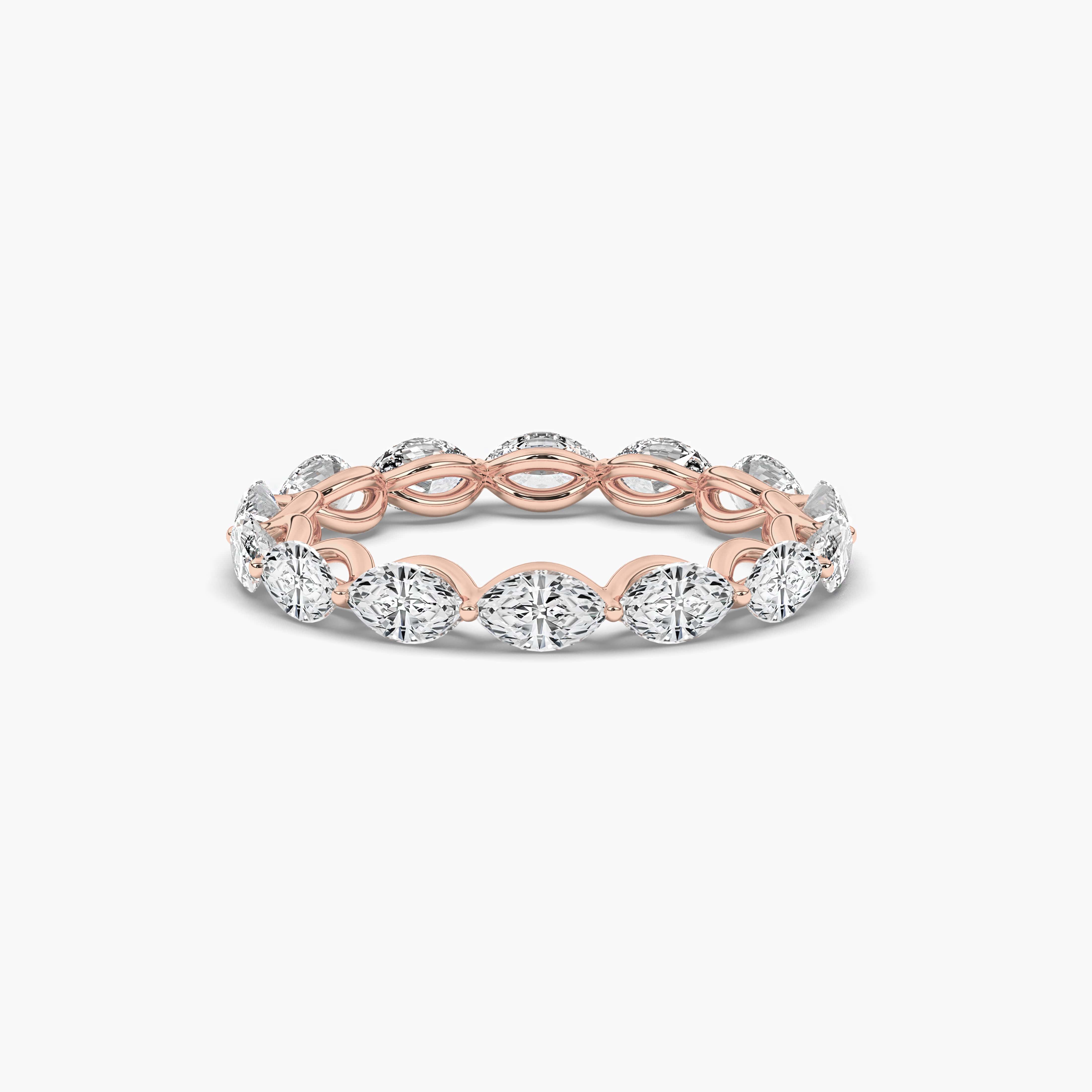 Marquise Diamond Eternity Bands with White Diamond in Rose Gold