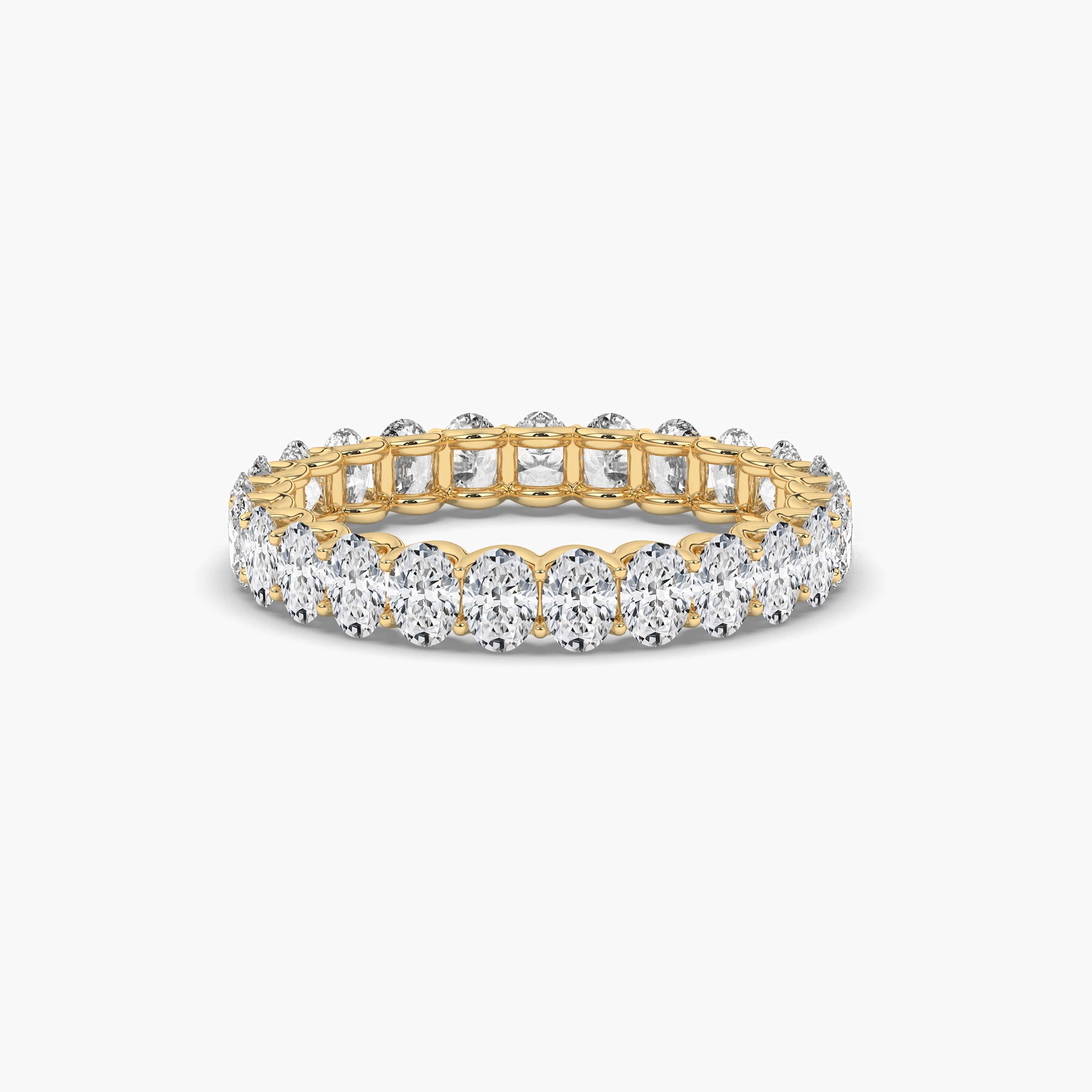 Oval Cut Diamond Eternity Band Yellow Gold