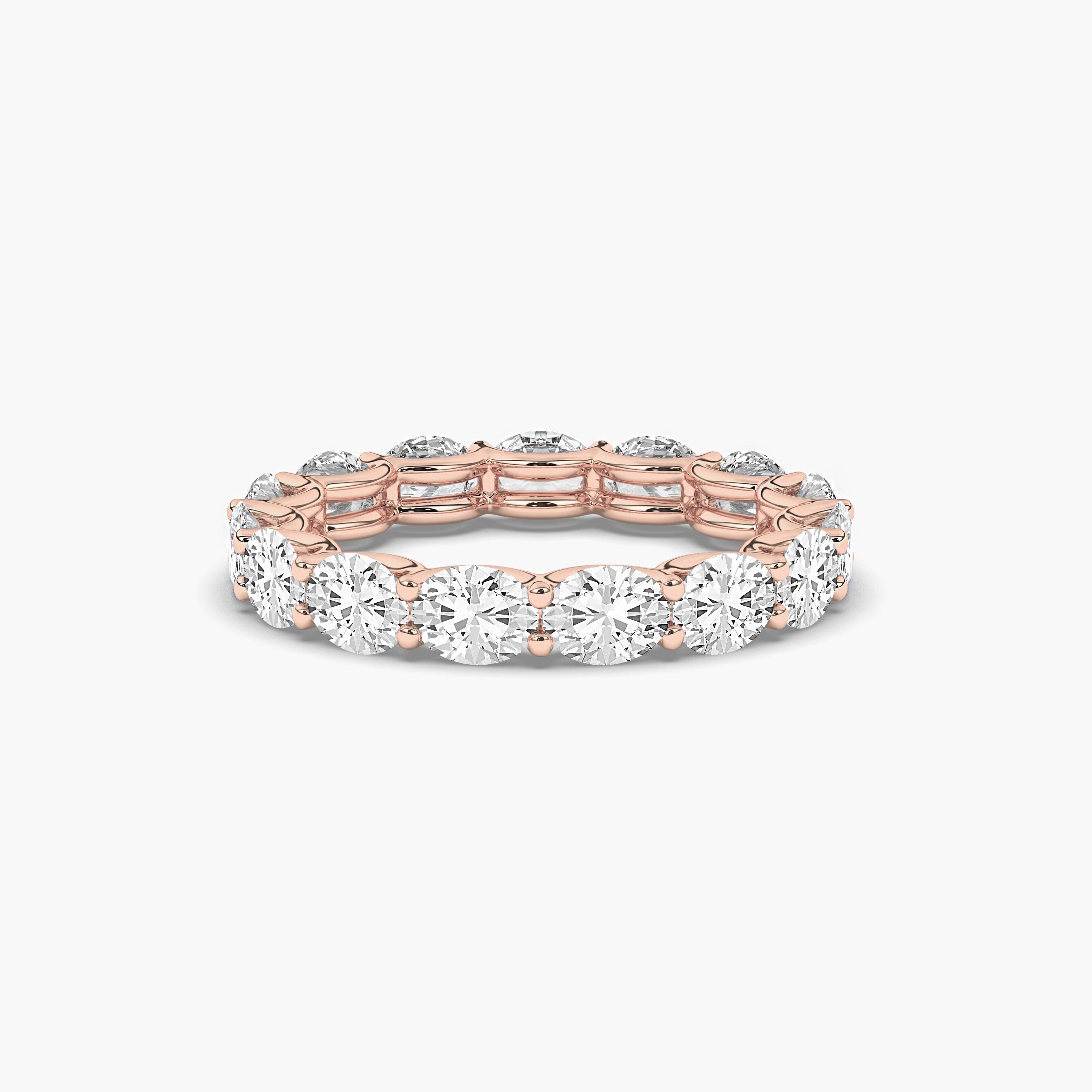 Rose Gold Oval Cut Lab Grown Diamond Eternity Wedding Band