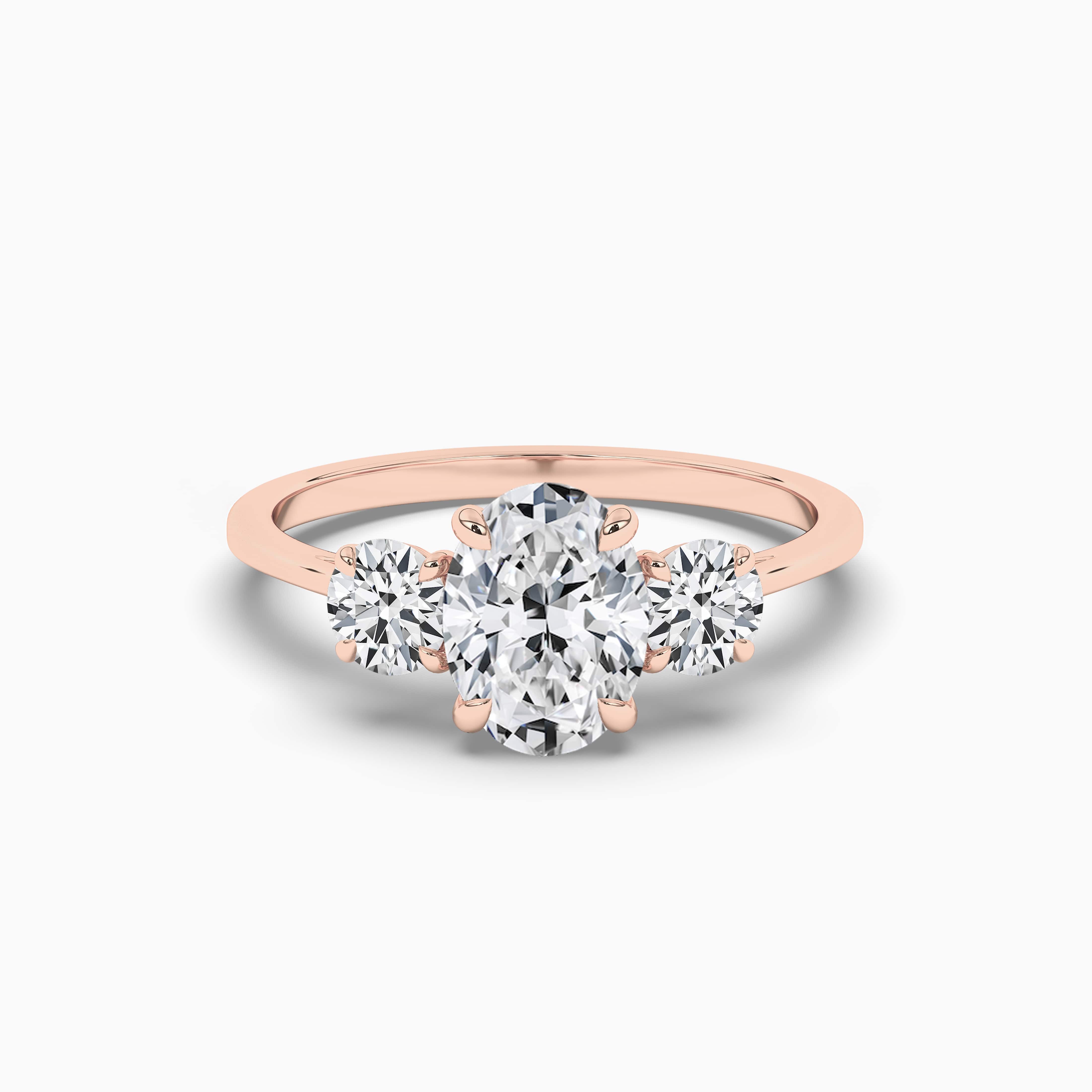 oval three-stone diamond ring USA