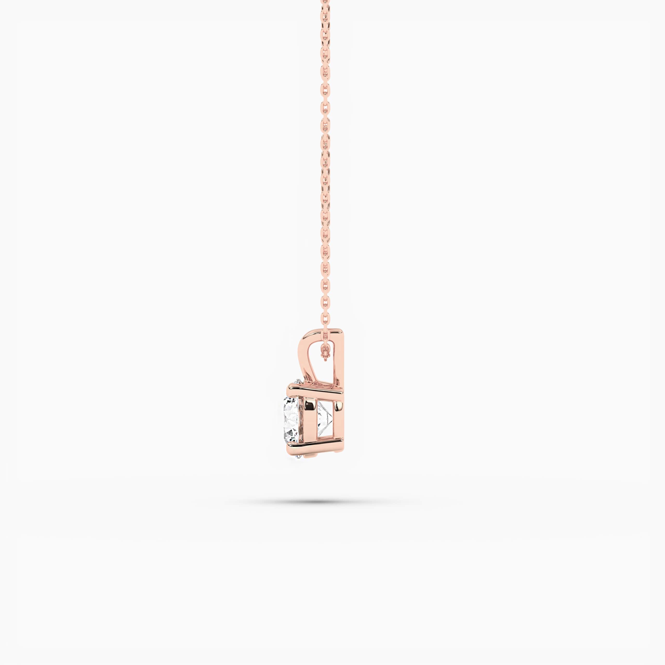 Round Four Prong Solitaire Pendant In Rose Gold For Woman