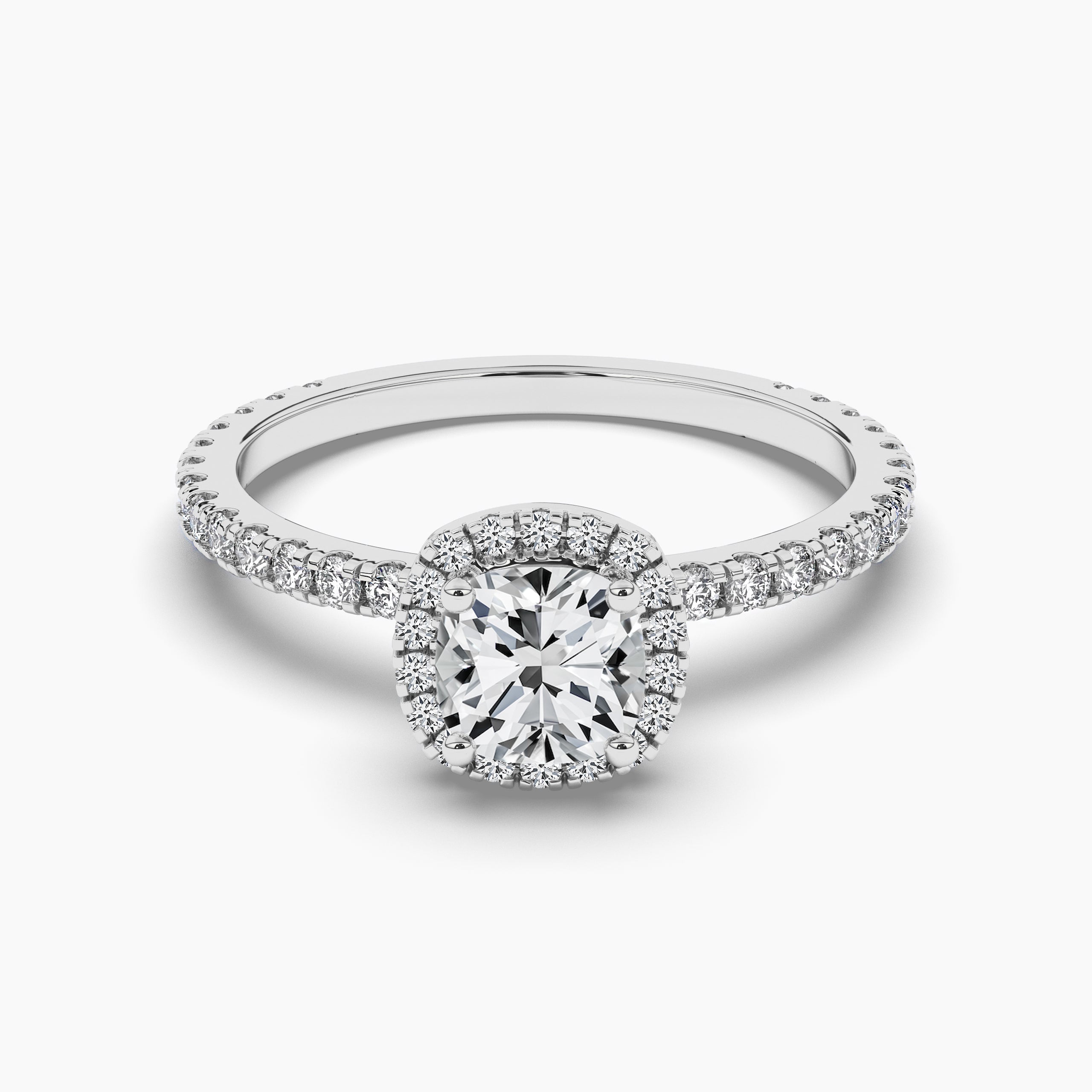 White Gold Cushion Cut Timeless Halo Engagement Ring