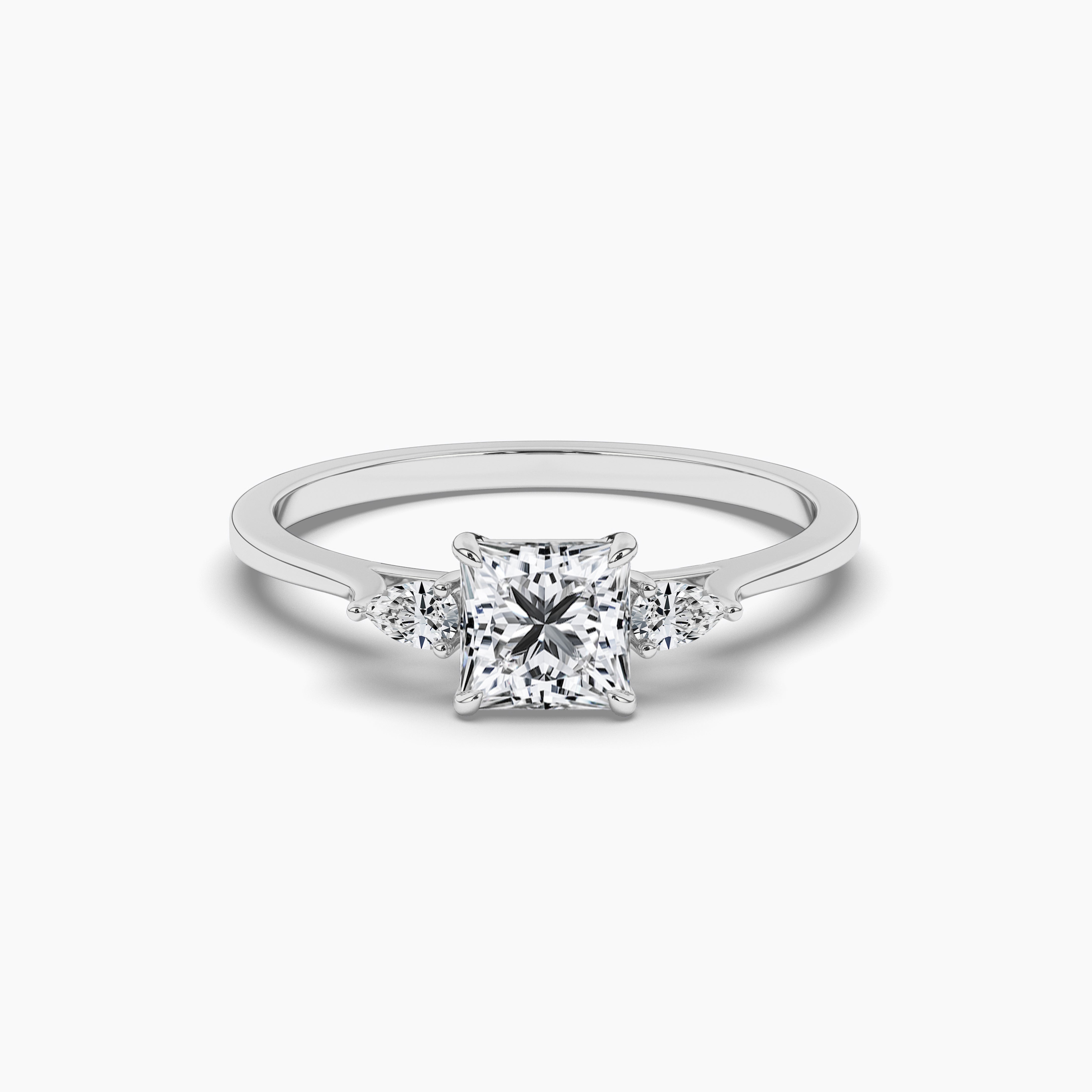 Three Stone Diamond Ring In White Gold