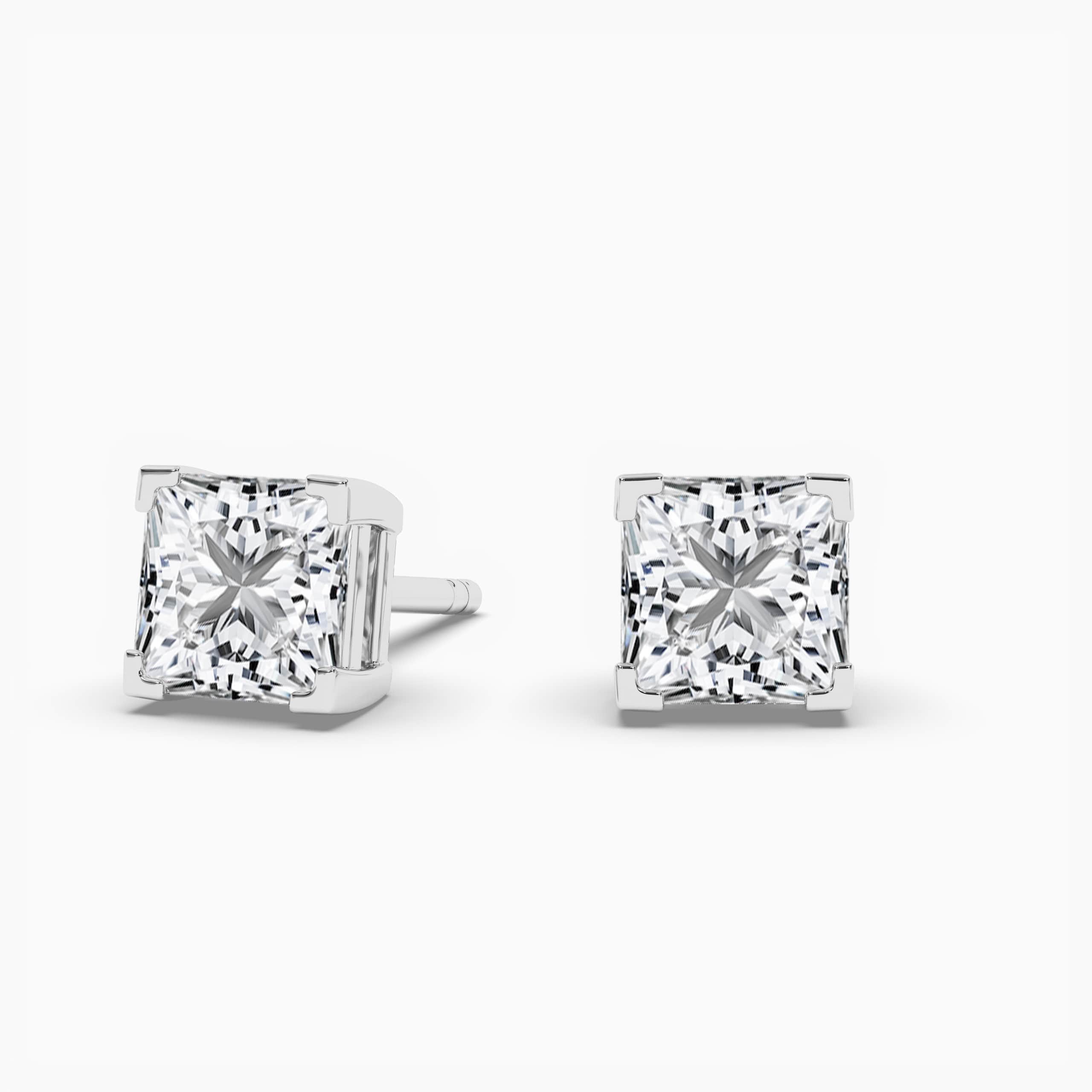 PRINCESS-CUT DIAMOND SOLITAIRE EARRINGS IN WHITE GOLD