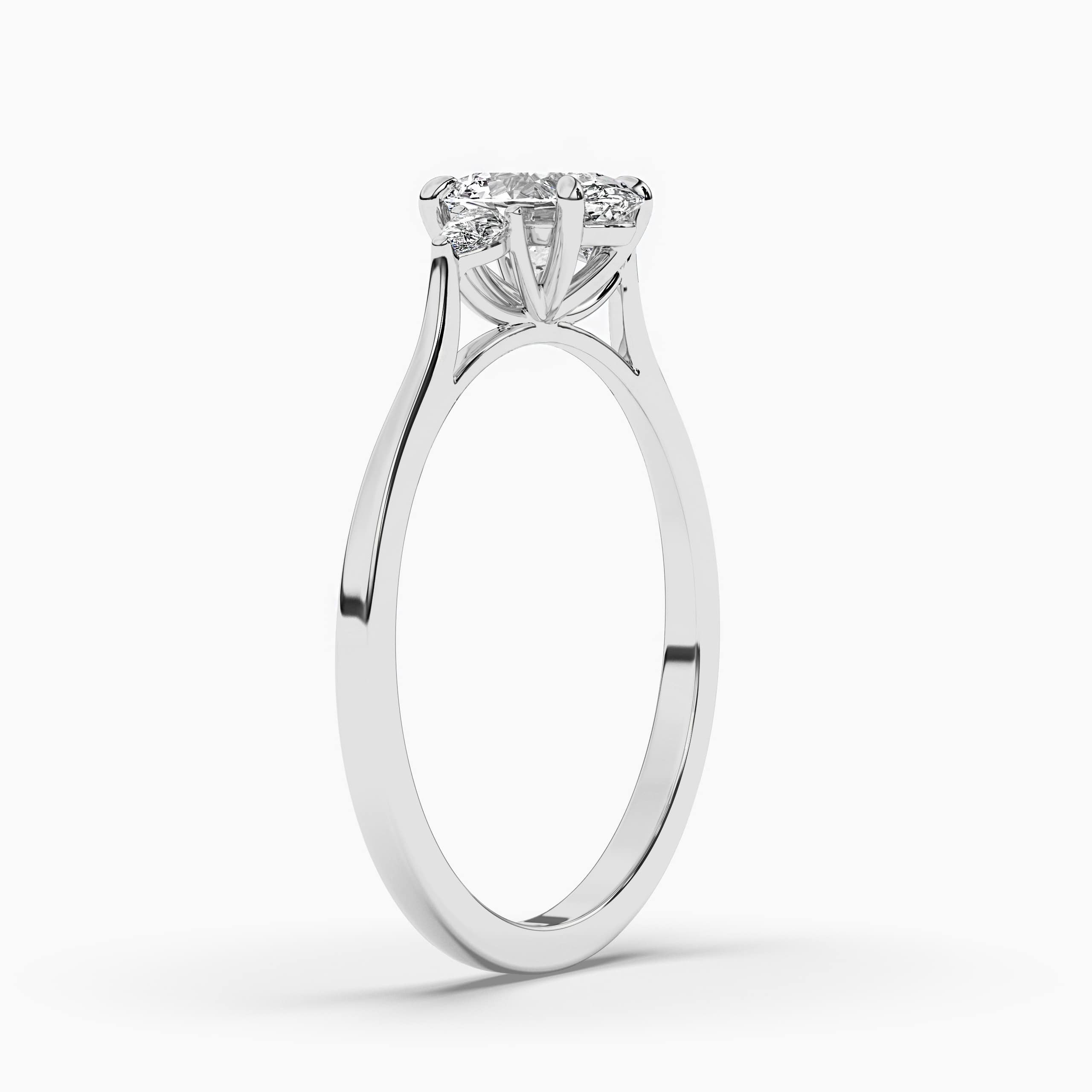 White Gold Oval Three Stone Diamond Engagement Ring