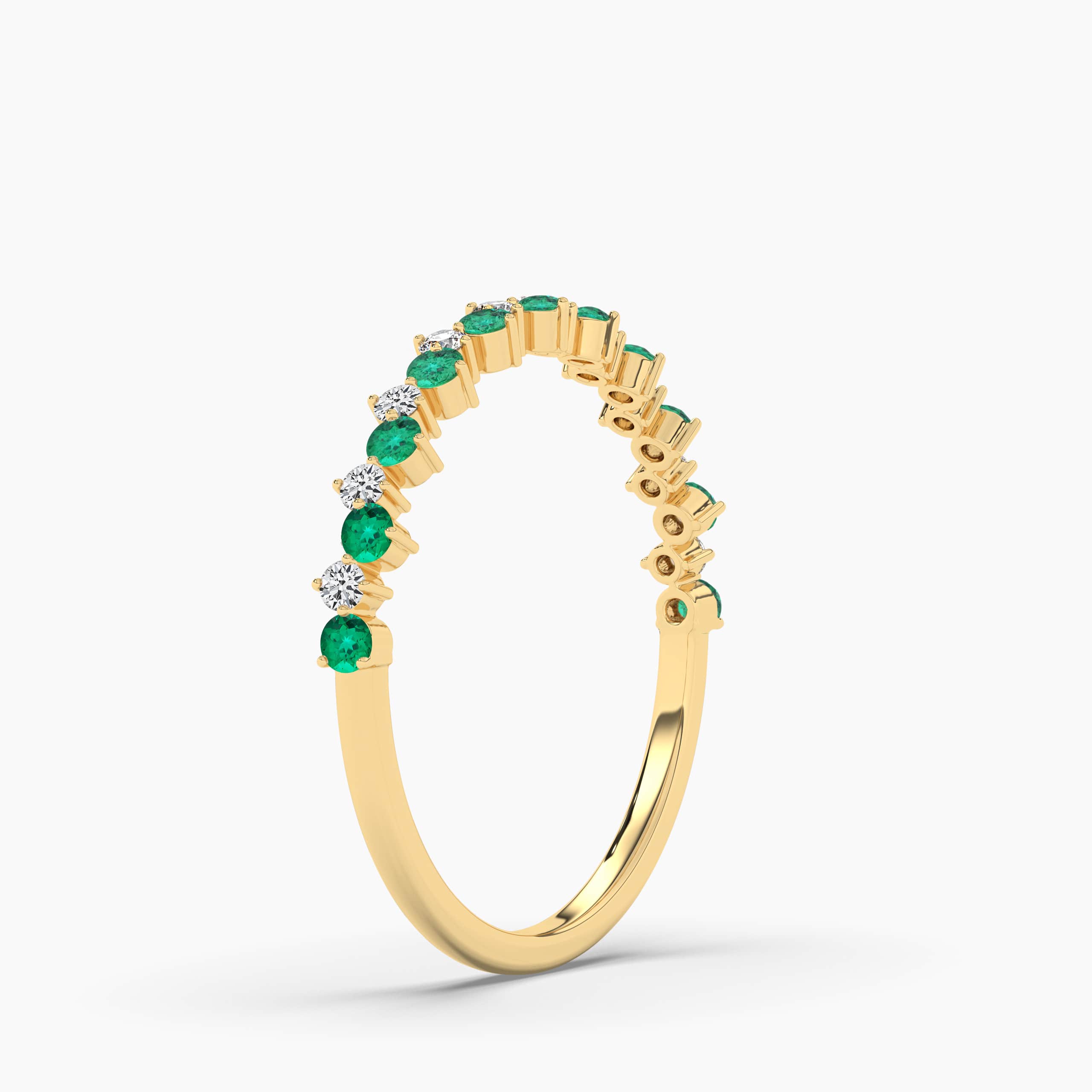 emerald shape stackable ring in yellow gold