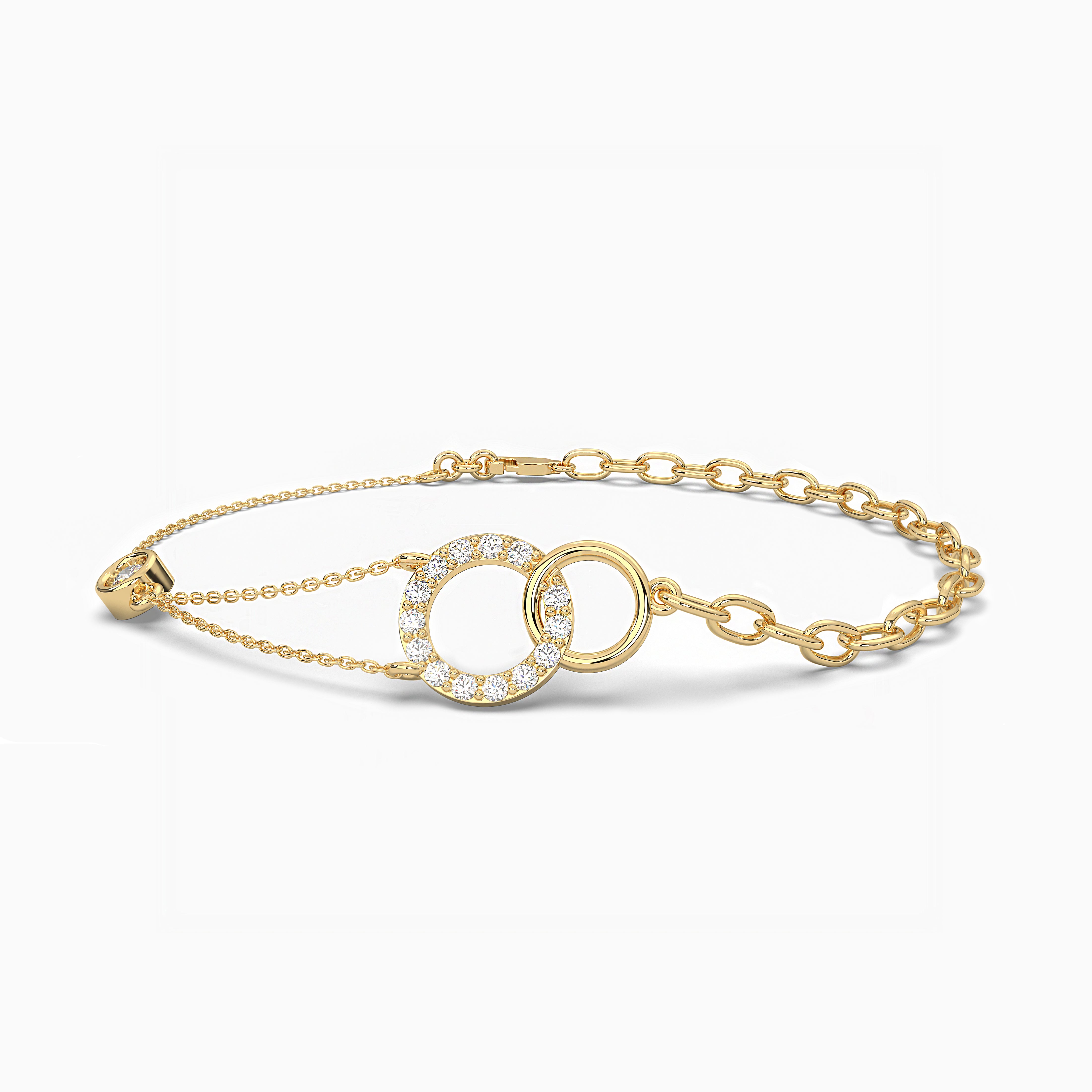 Women's Double Ring Interlocking Diamond Bracelet