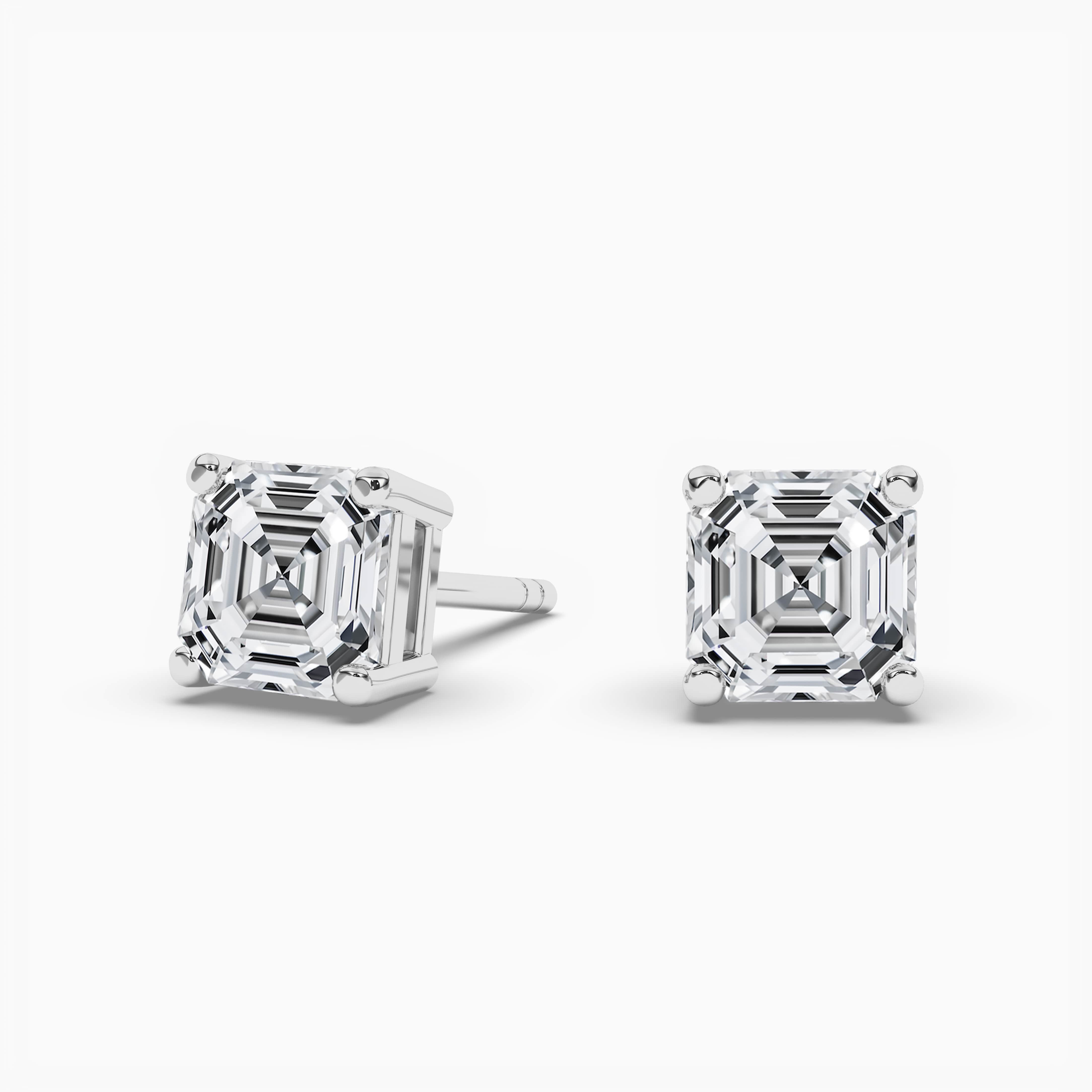 2.00ct Asscher Stud Earrings in white gold