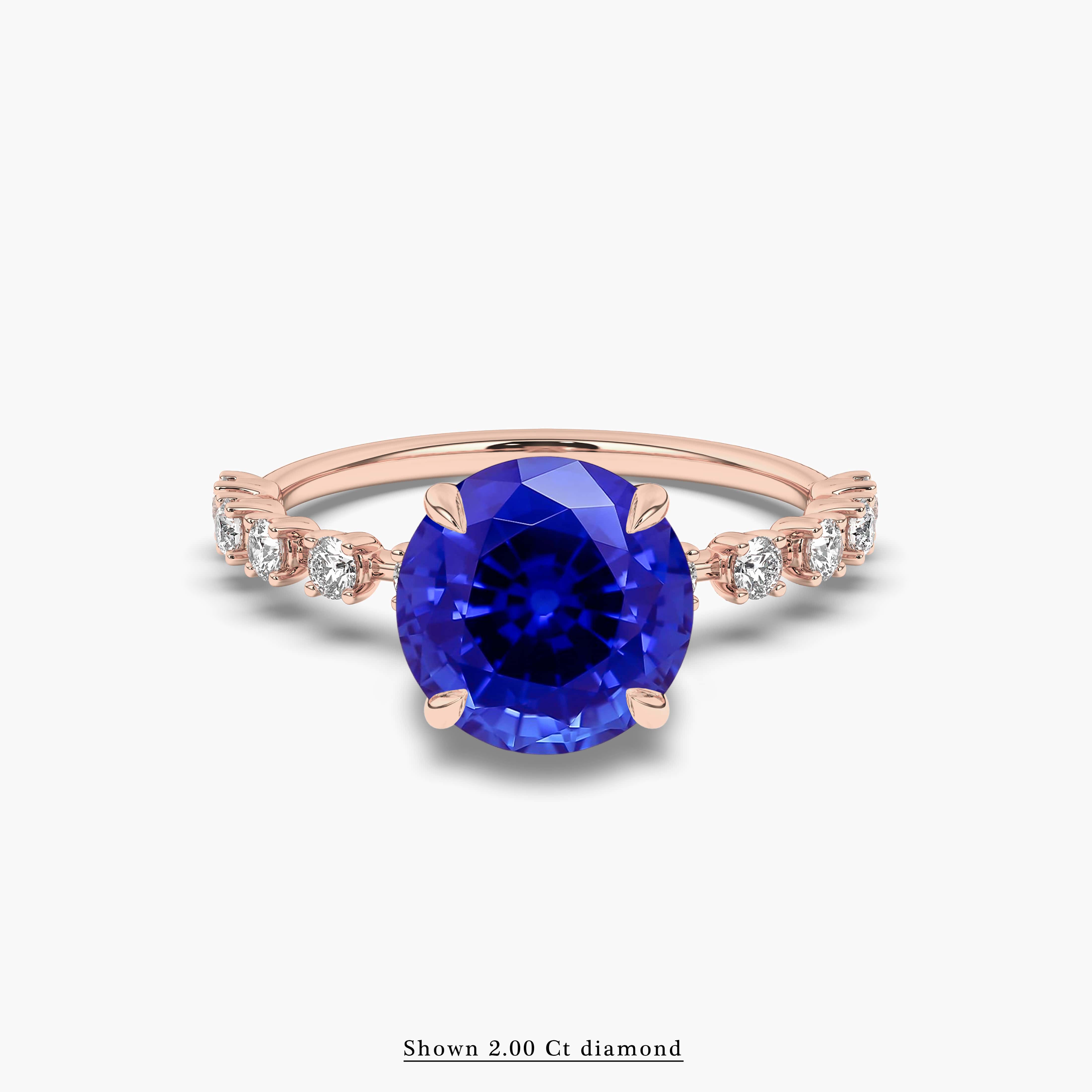 Round Blue Sapphire Engagement Ring