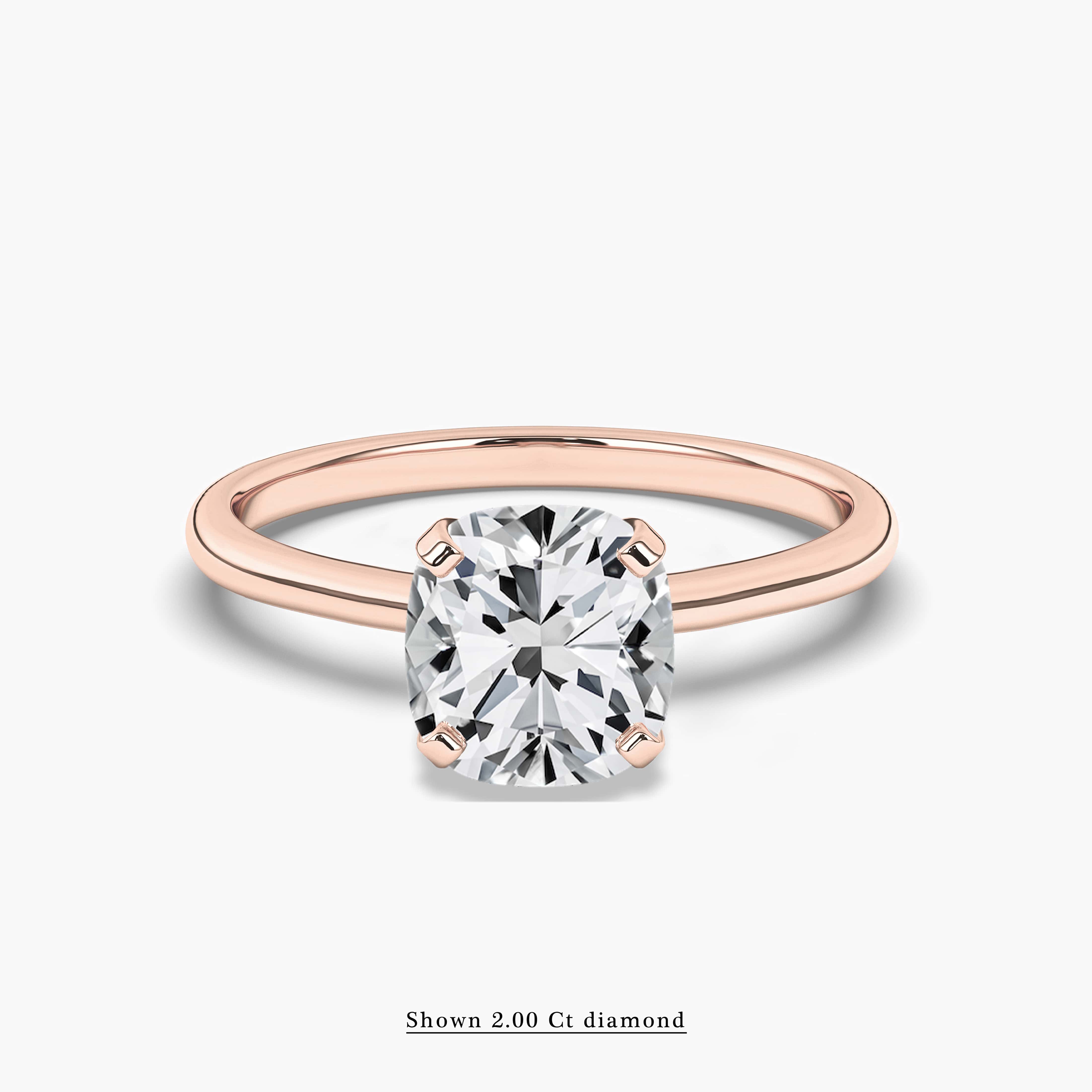 Rose Gold Cushion Cut Solitaire Engagement Ring