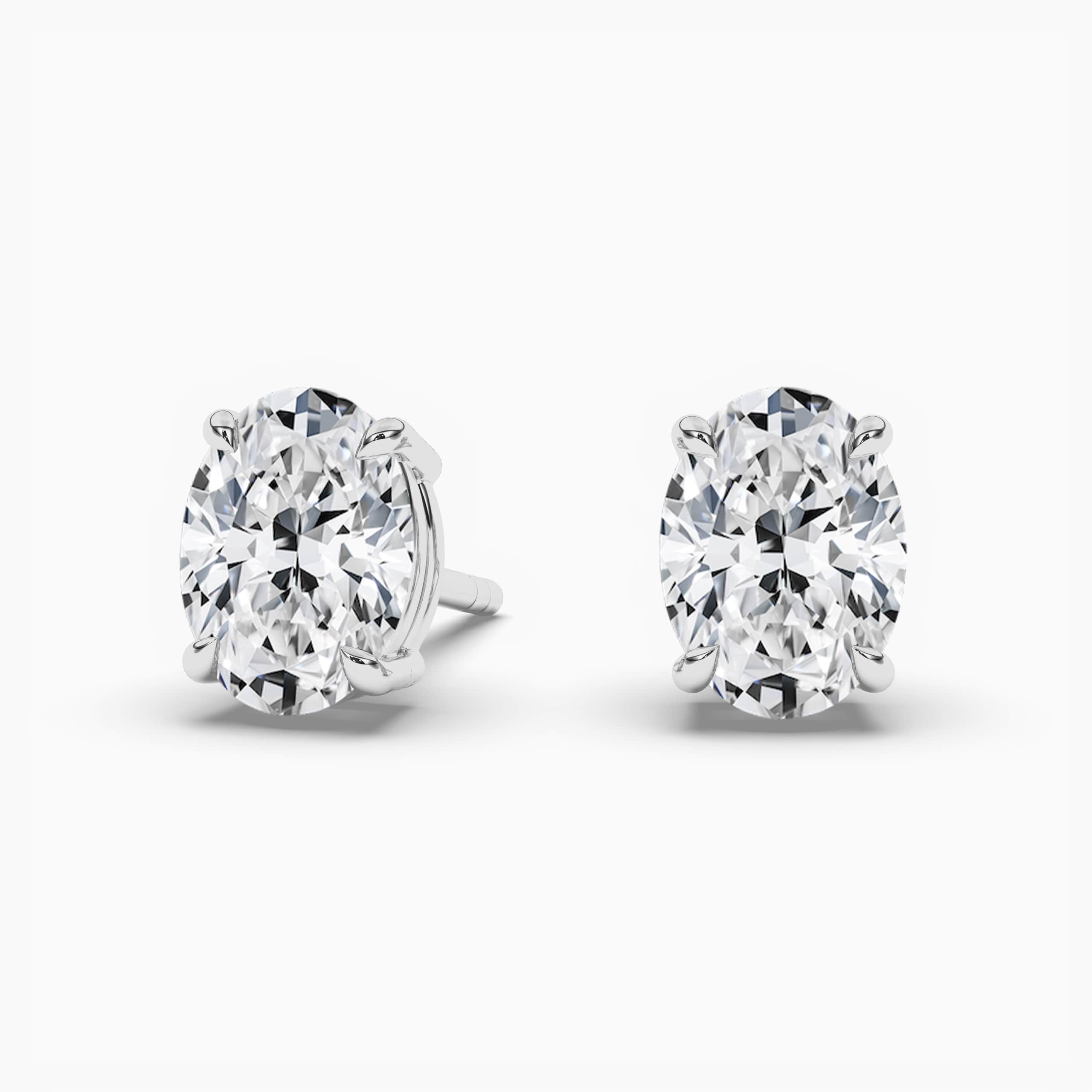 Oval Lab Created Diamond Stud Earrings White Gold