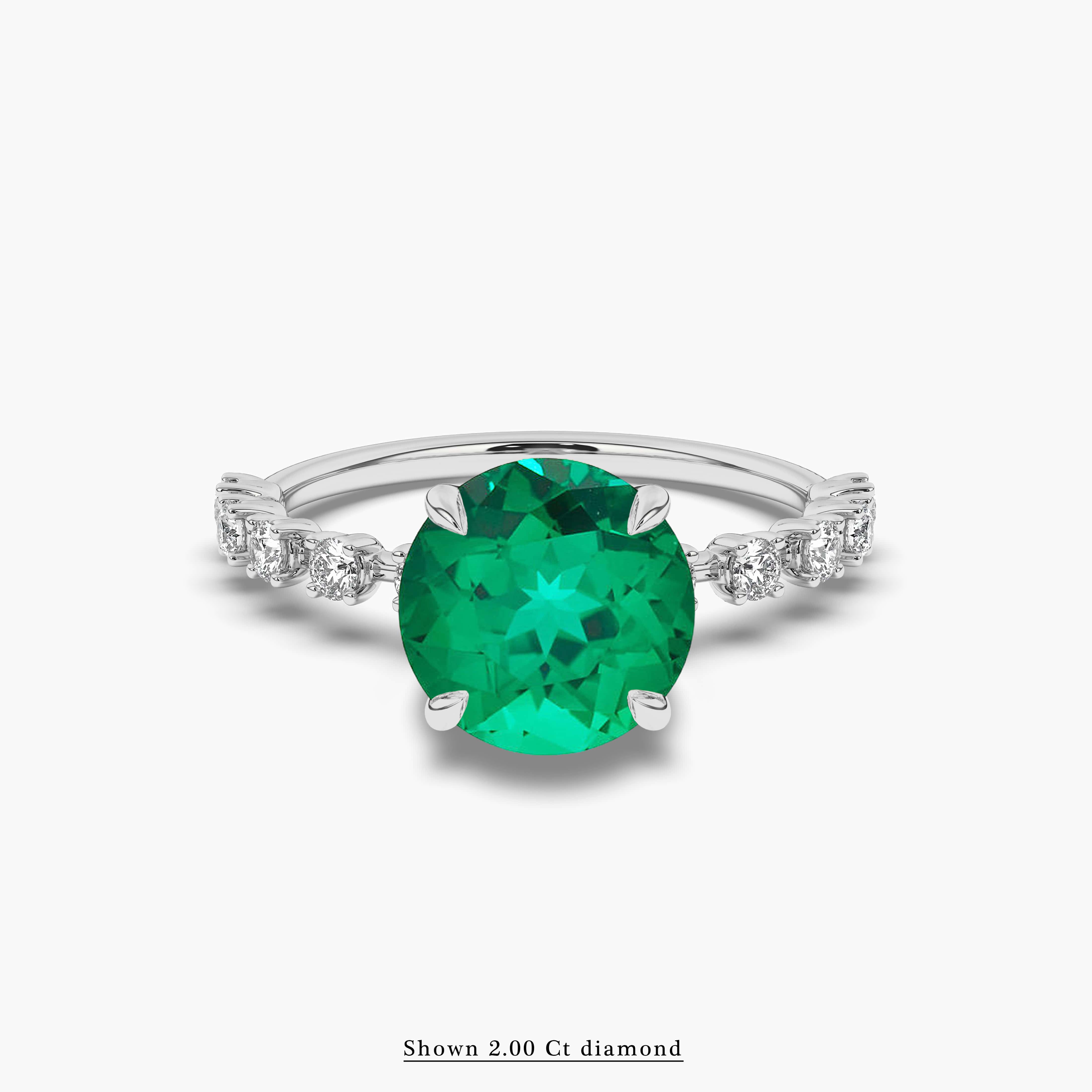 Emerald gemstone white gold Women's