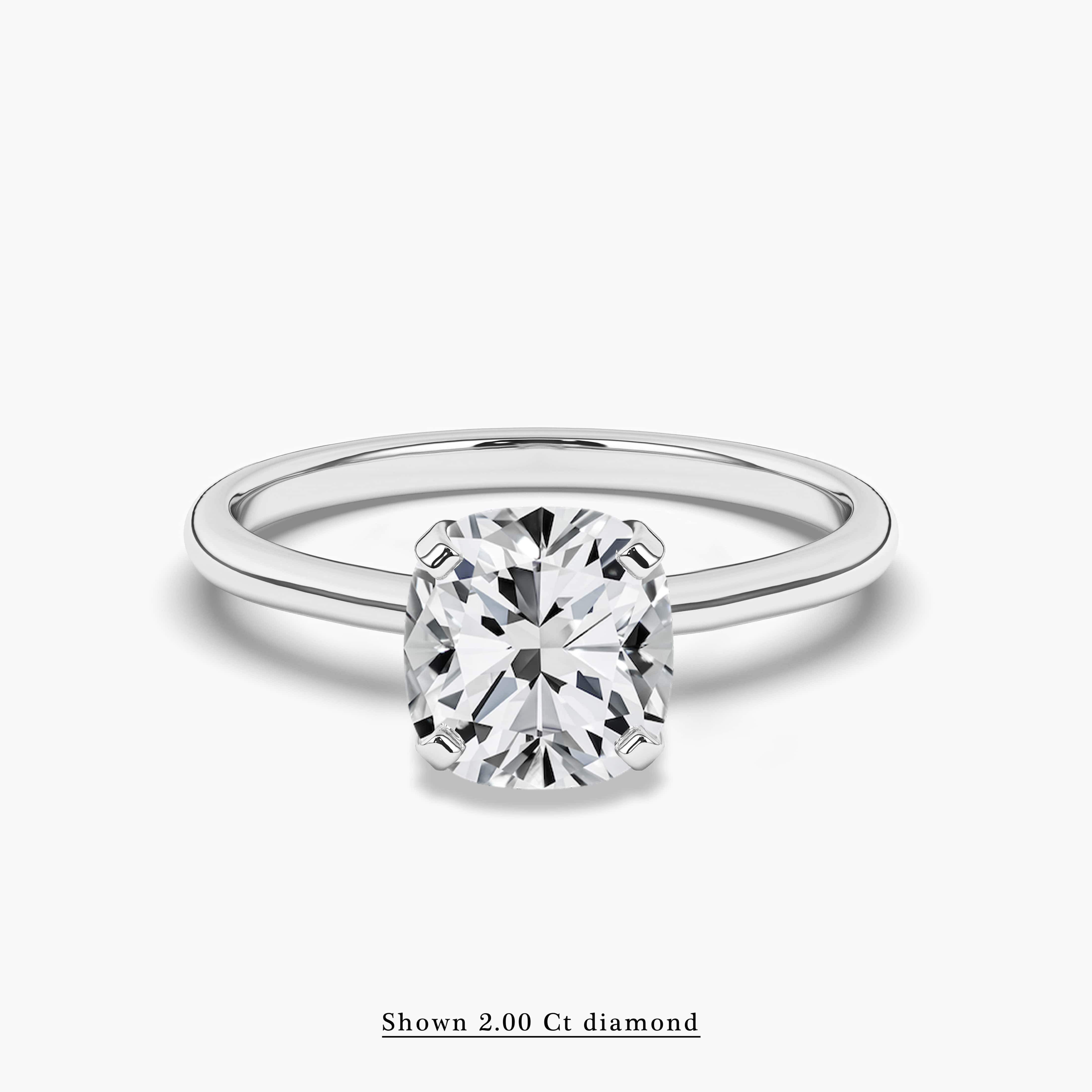 white gold Cushion Cut Solitaire Engagement Ring