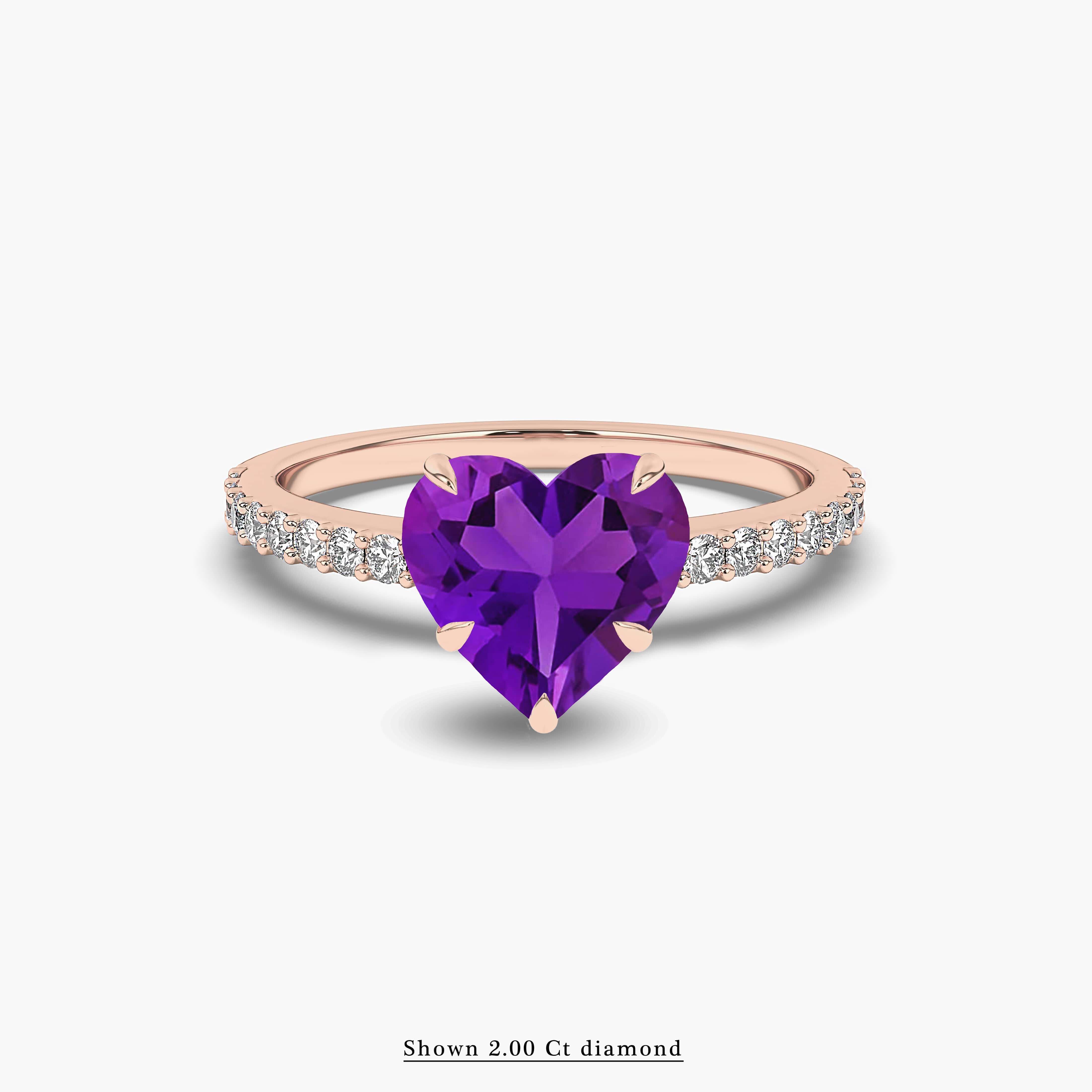 diamond and amethyst engagement ring