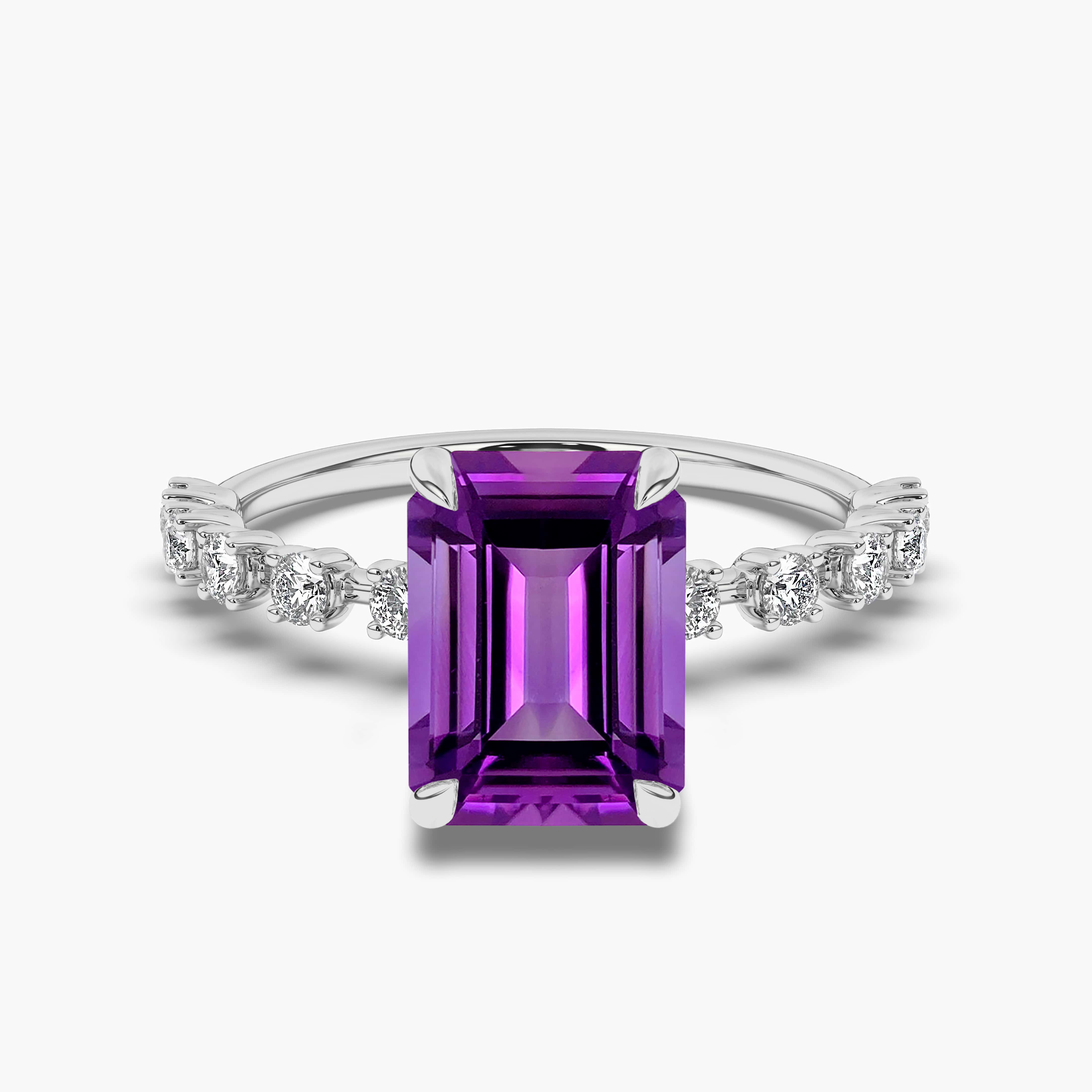 Emerald-Cut Amethyst Seven Stone Anniversary Band in White Gold