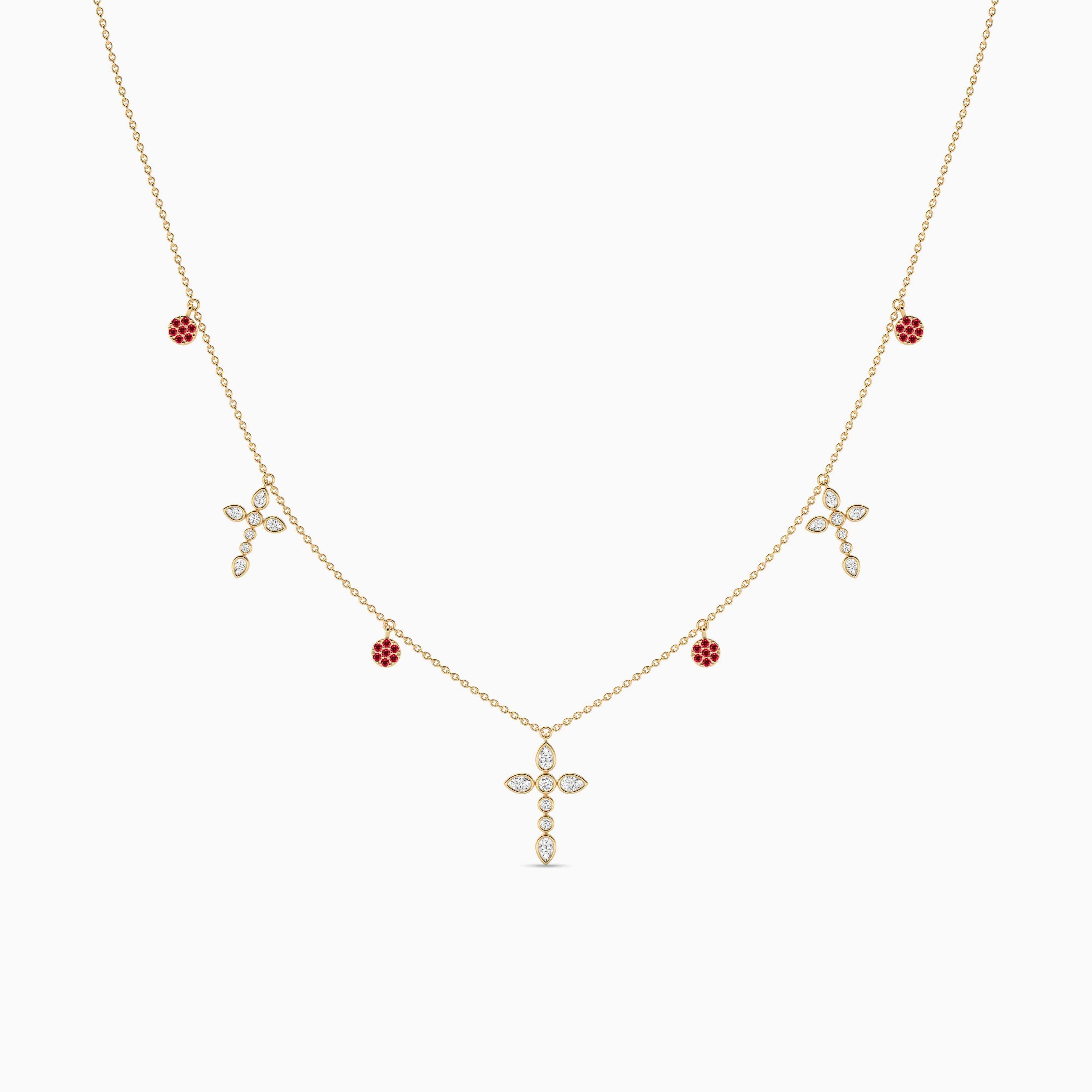 ruby and diamond cross necklace