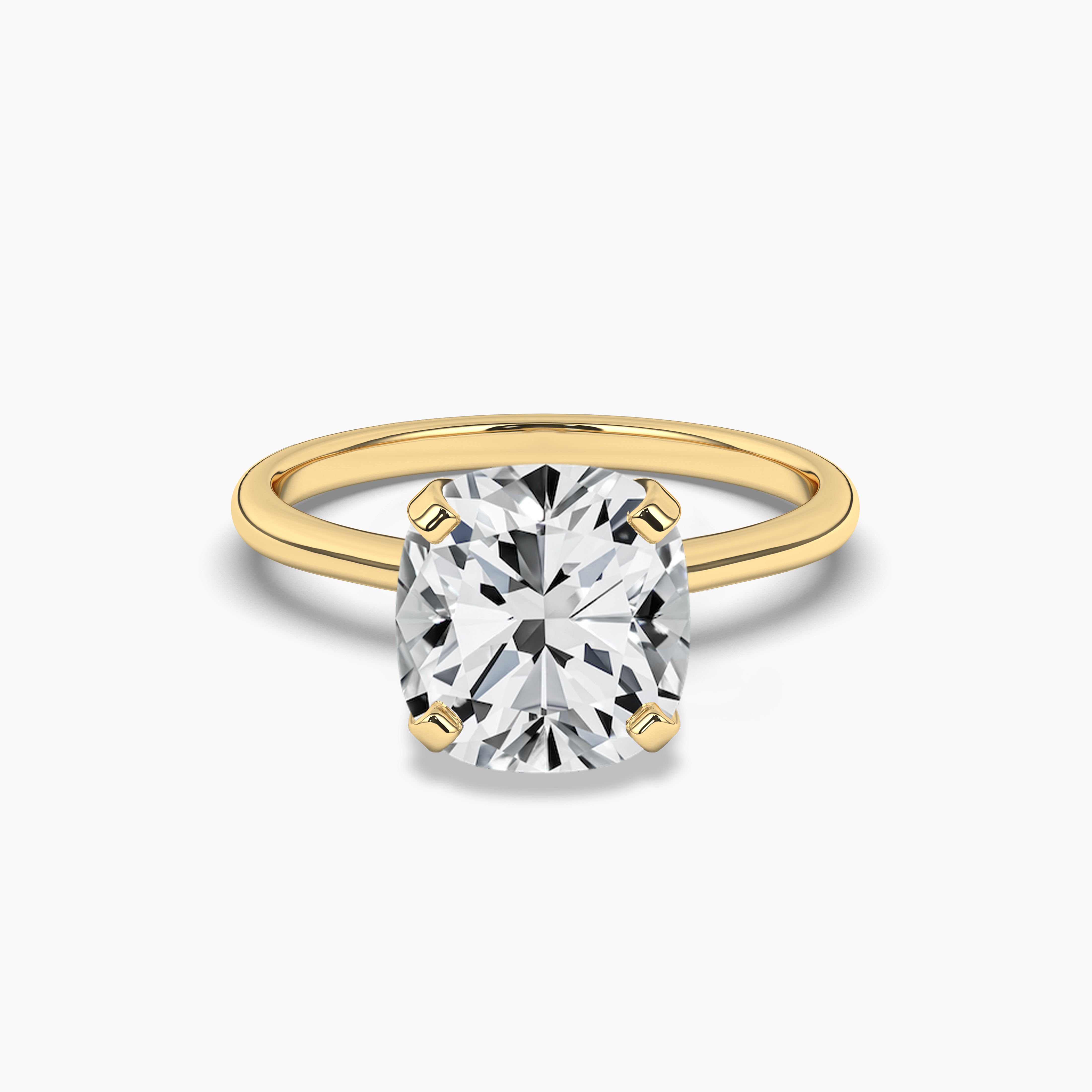 Yellow Gold Cushion Cut Solitaire Engagement Ring