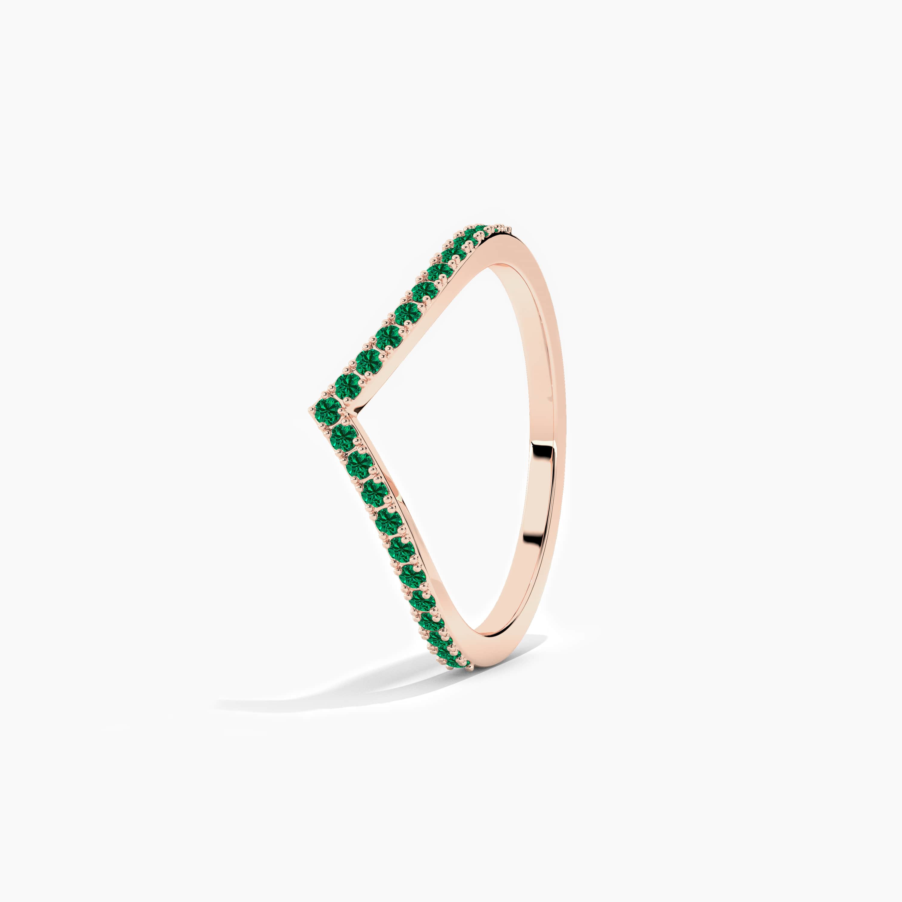 Curved Diamond Wedding Ring in rose gold