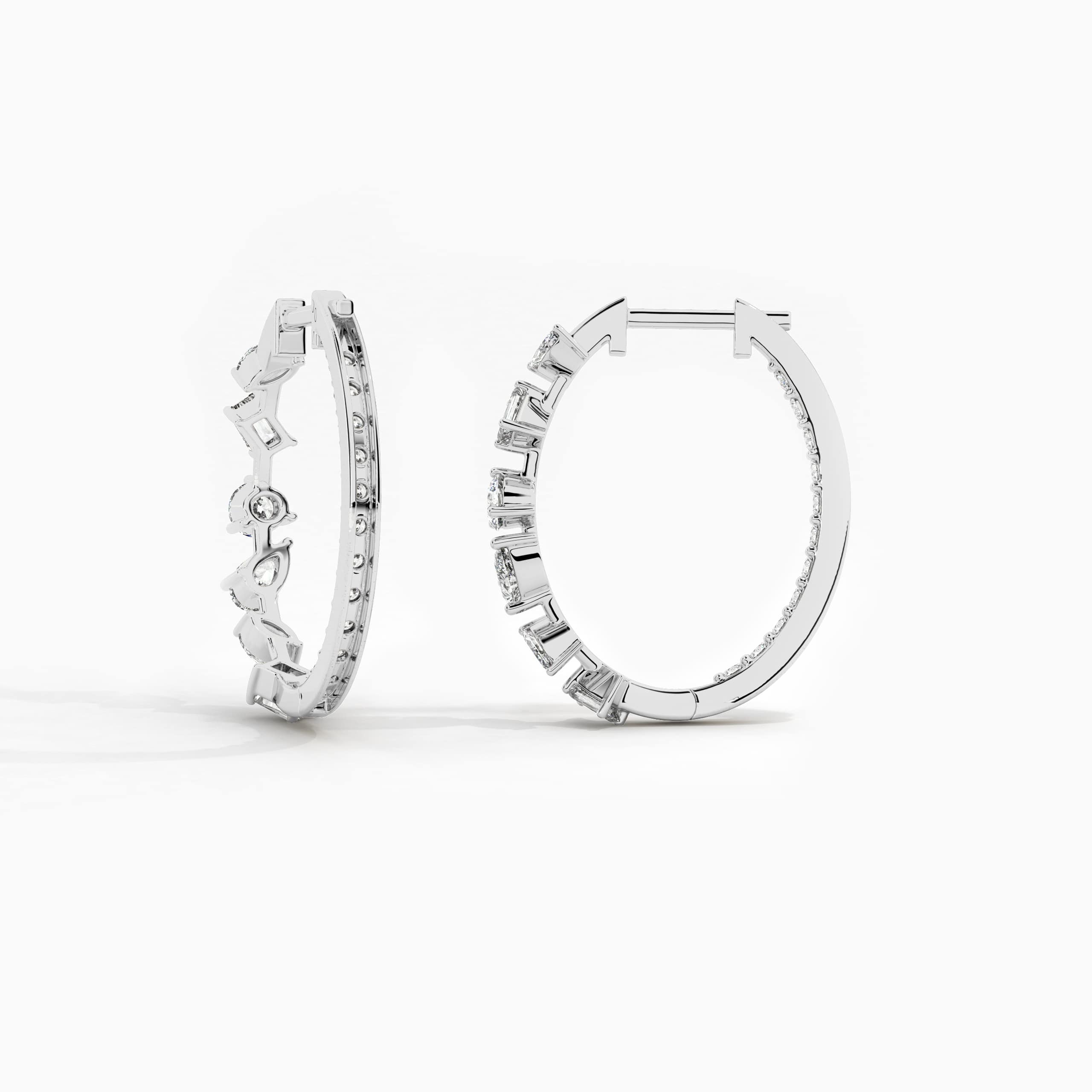 Pear and Marquise Multi Shaped Inside Out Hoop Earrings