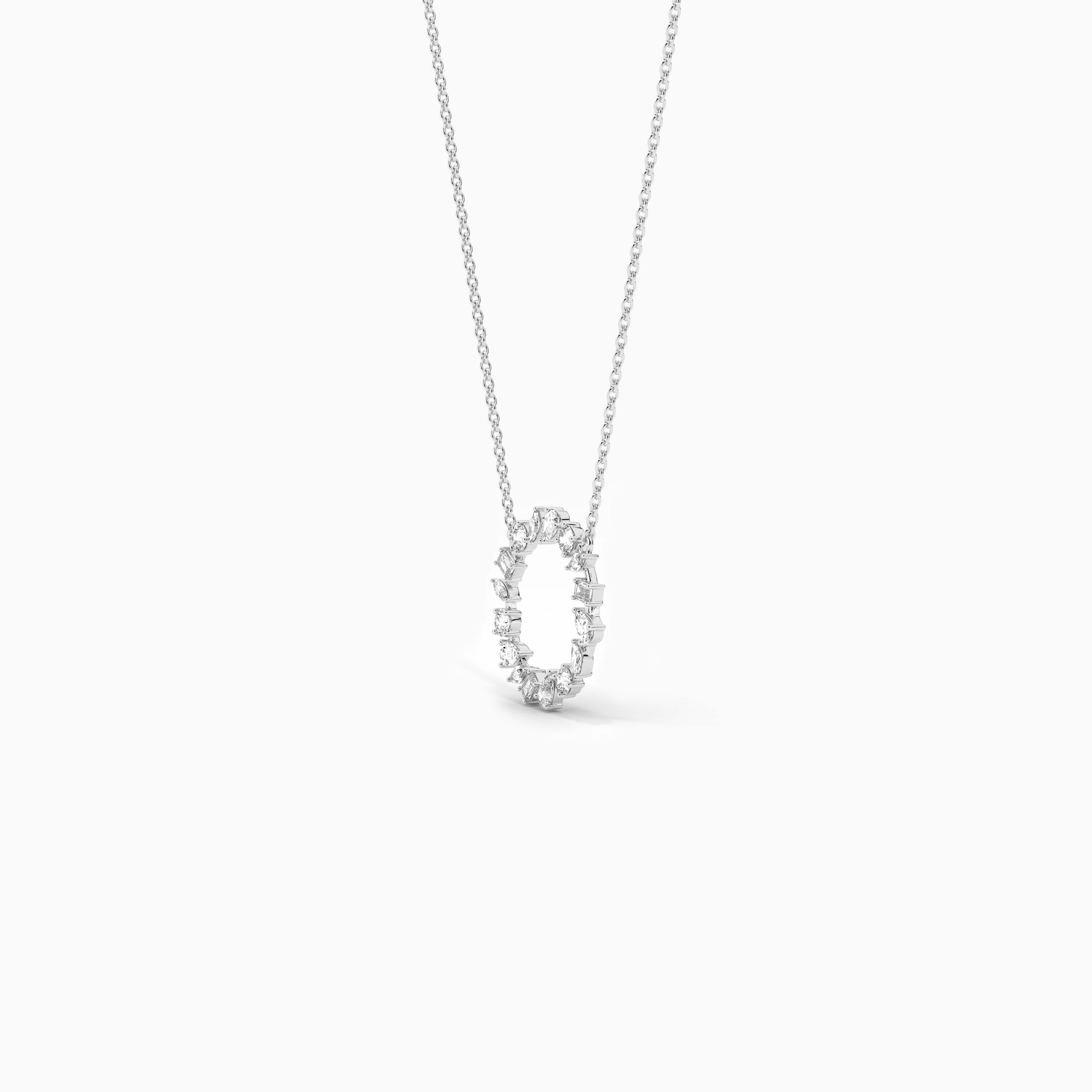 multi shape diamond circle necklace