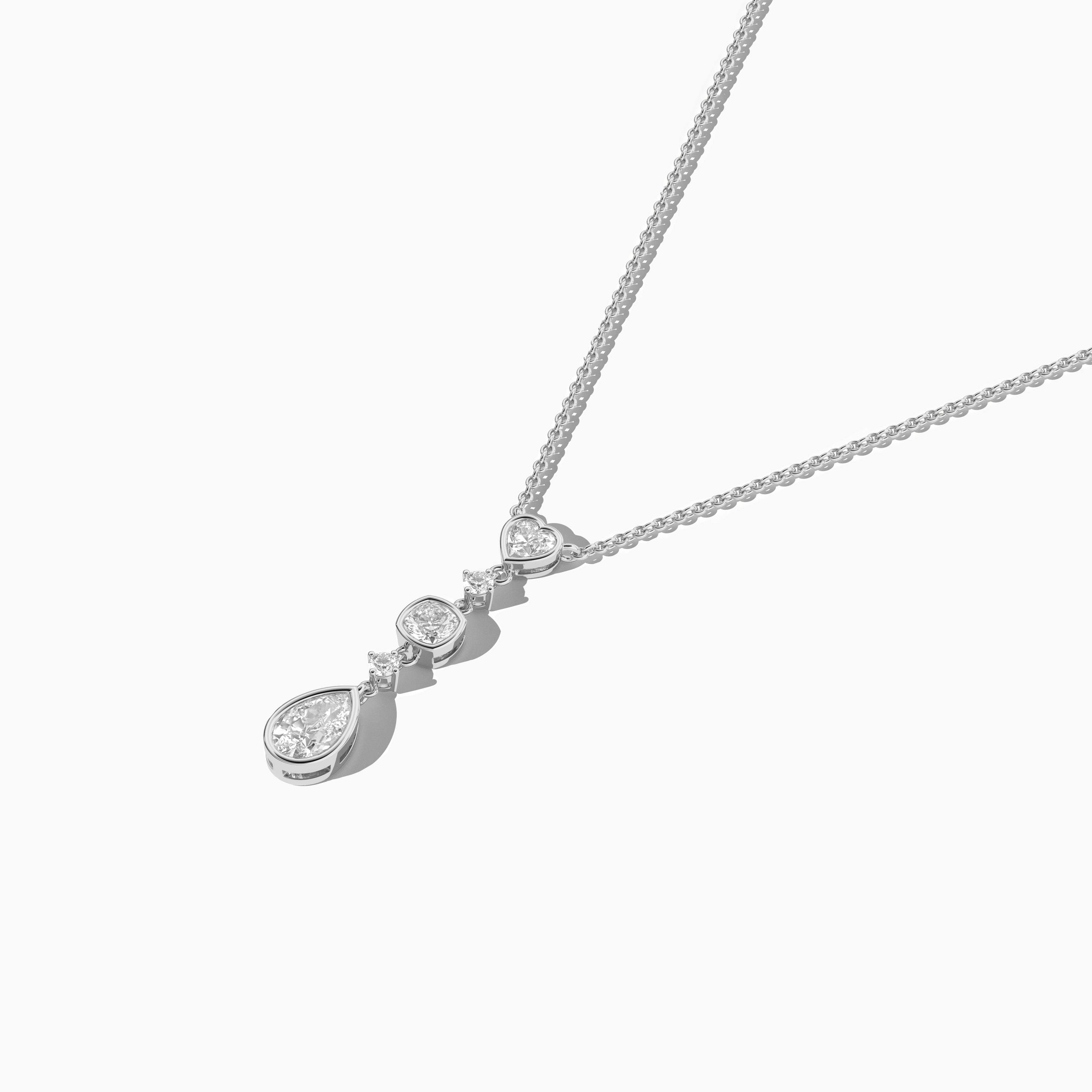 white gold five stones diamond necklace