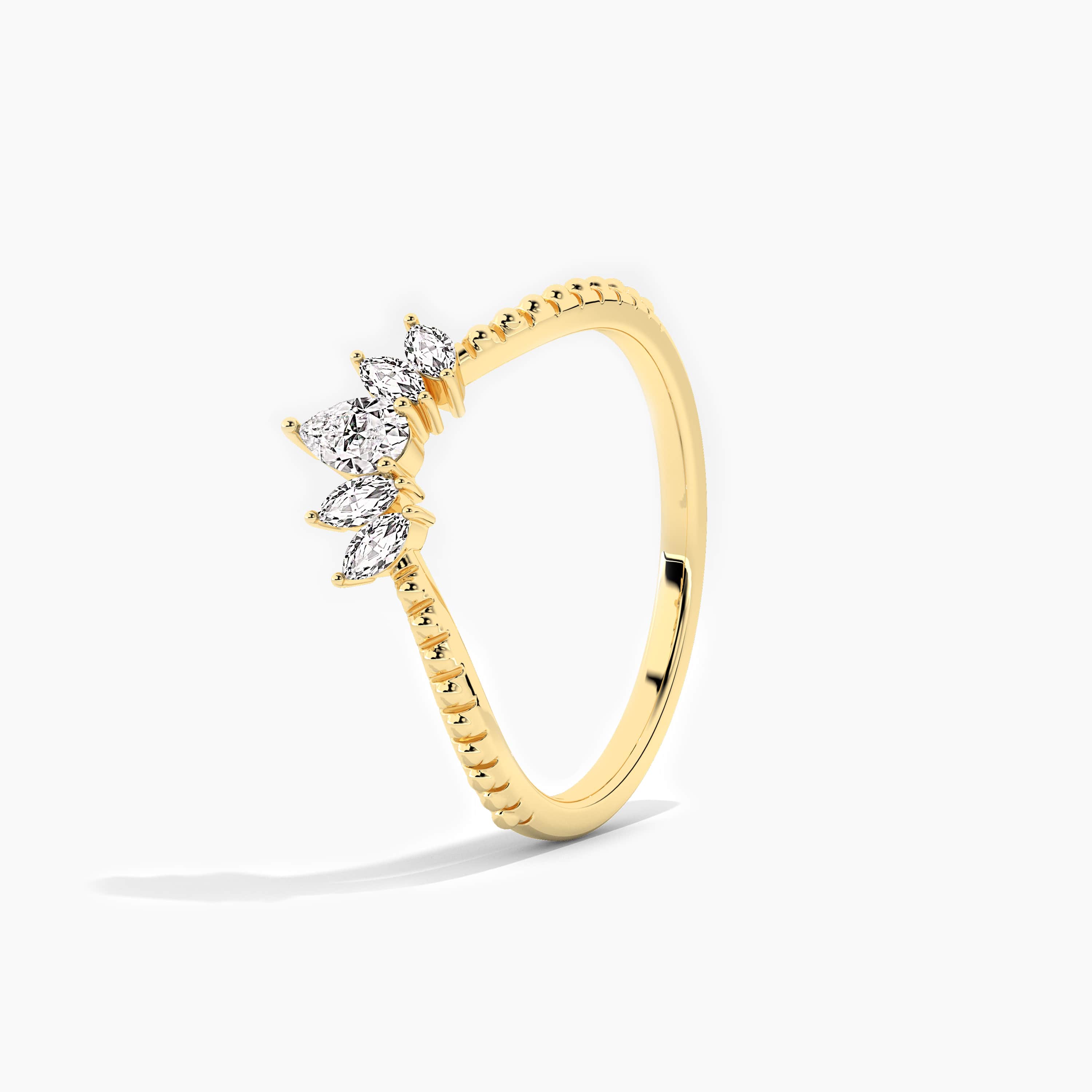 yellow gold lab grown diamond curved ring