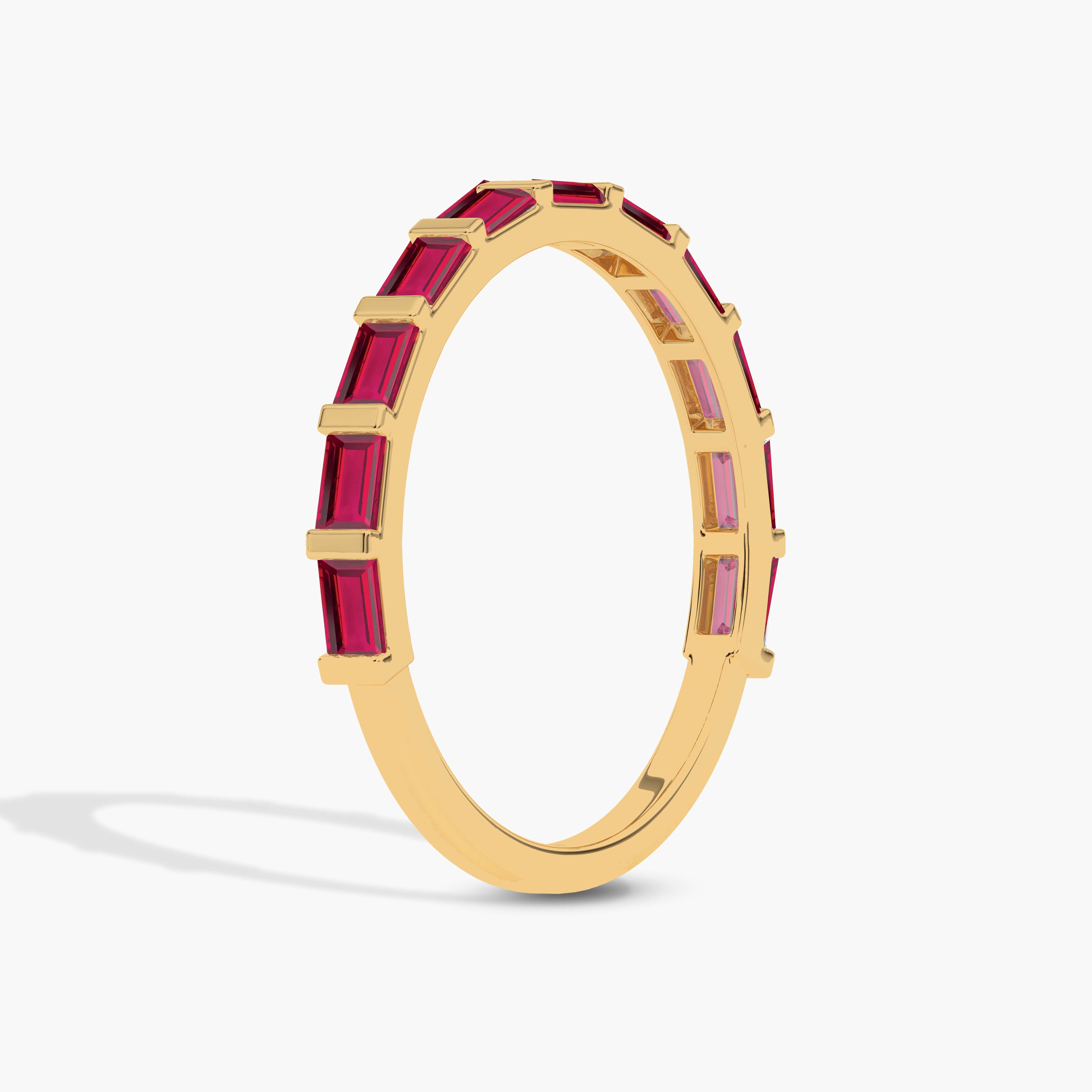 ruby yellow gold baguette wedding band