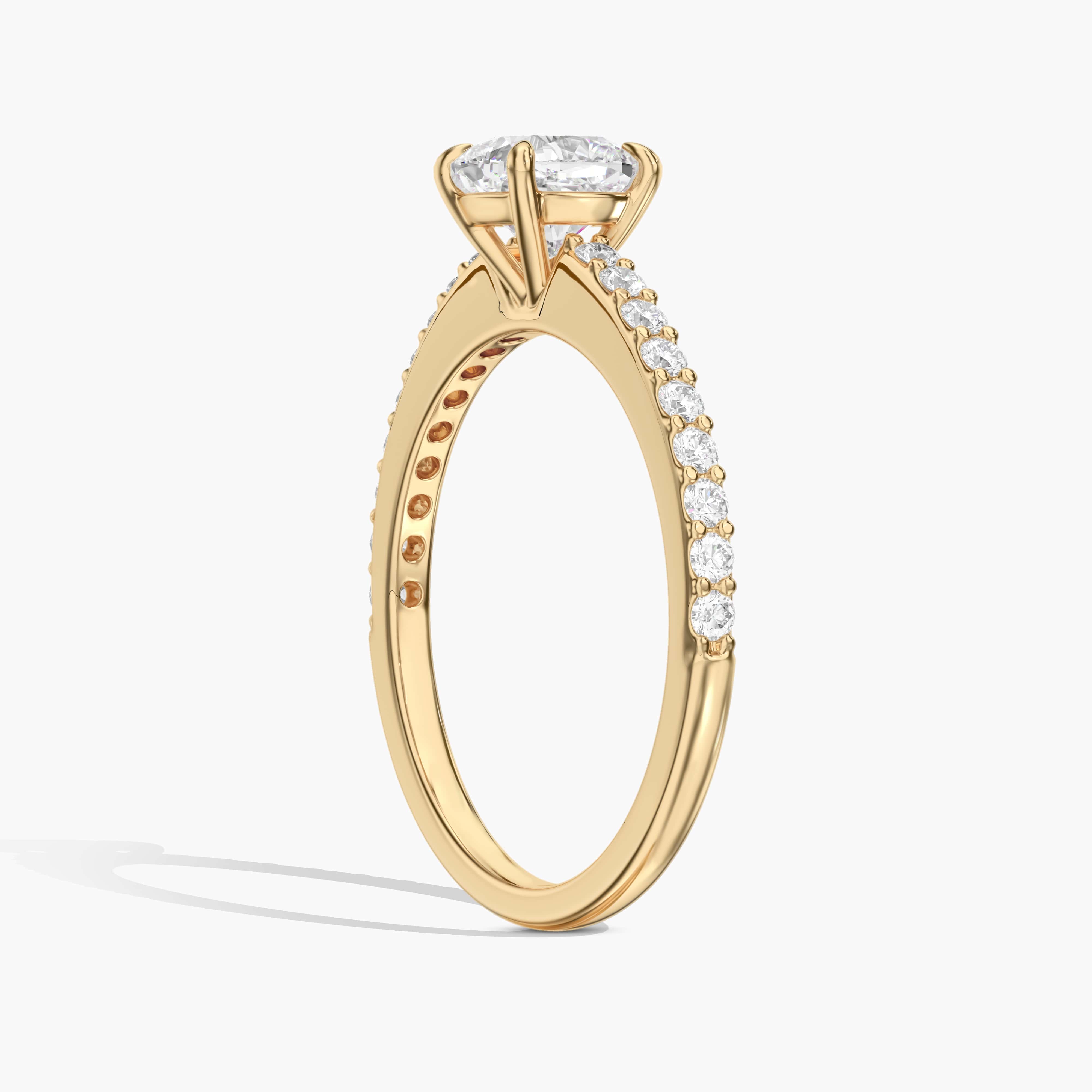 yellow gold cushion cut diamond ring