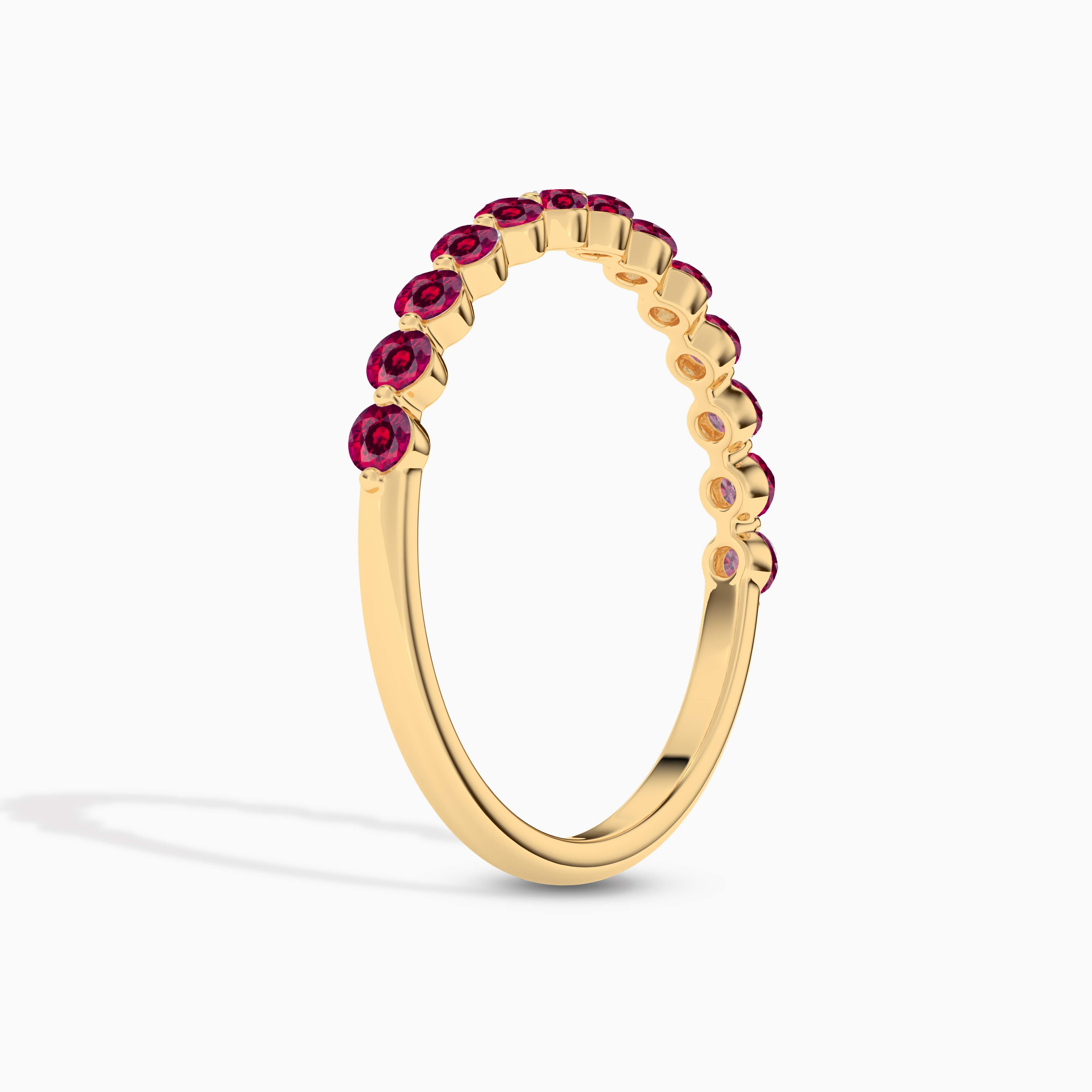 Round Cut Half Eternity Ruby and Diamond In Yellow Gold