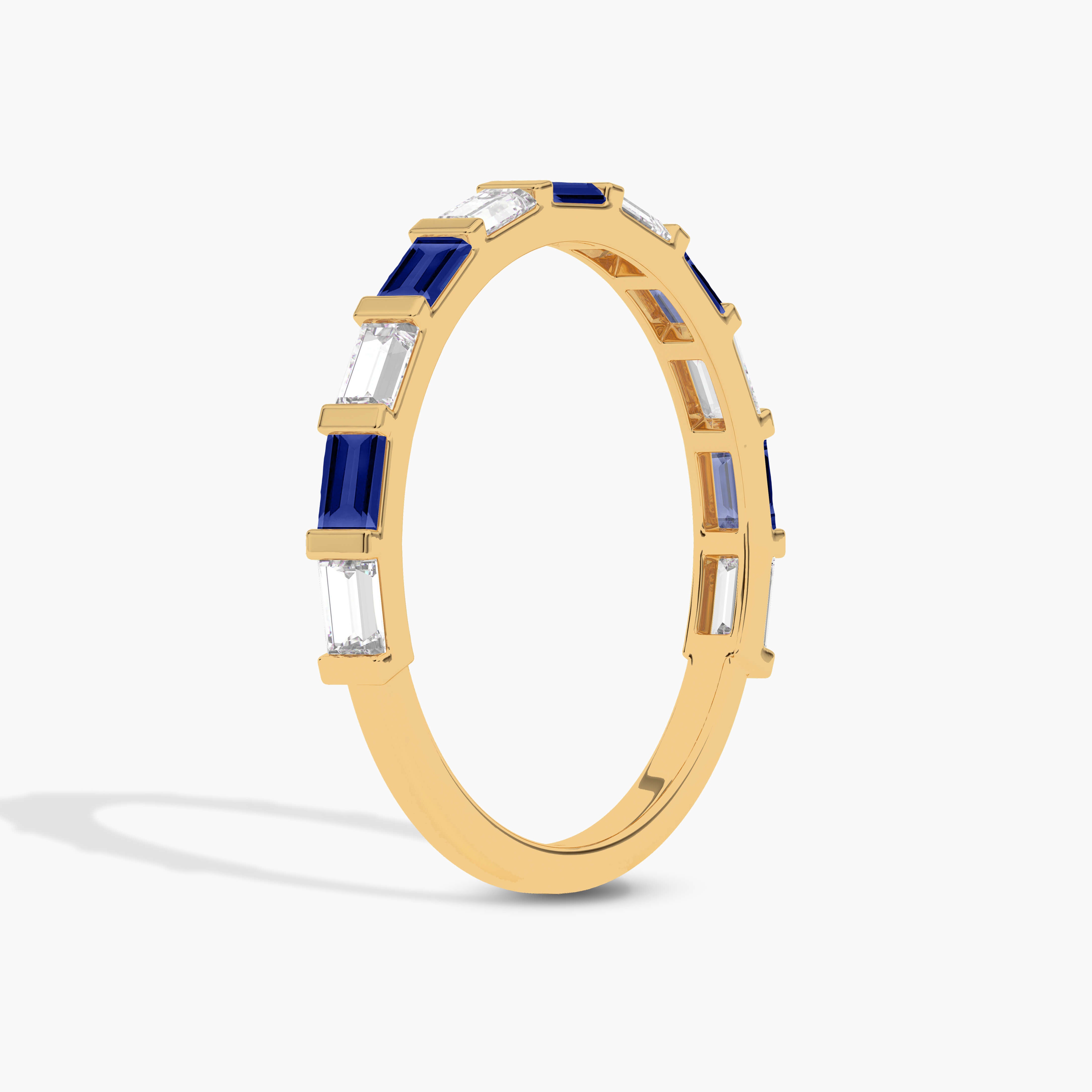 Baguette Sapphire White Baguette Ring In Yellow Gold