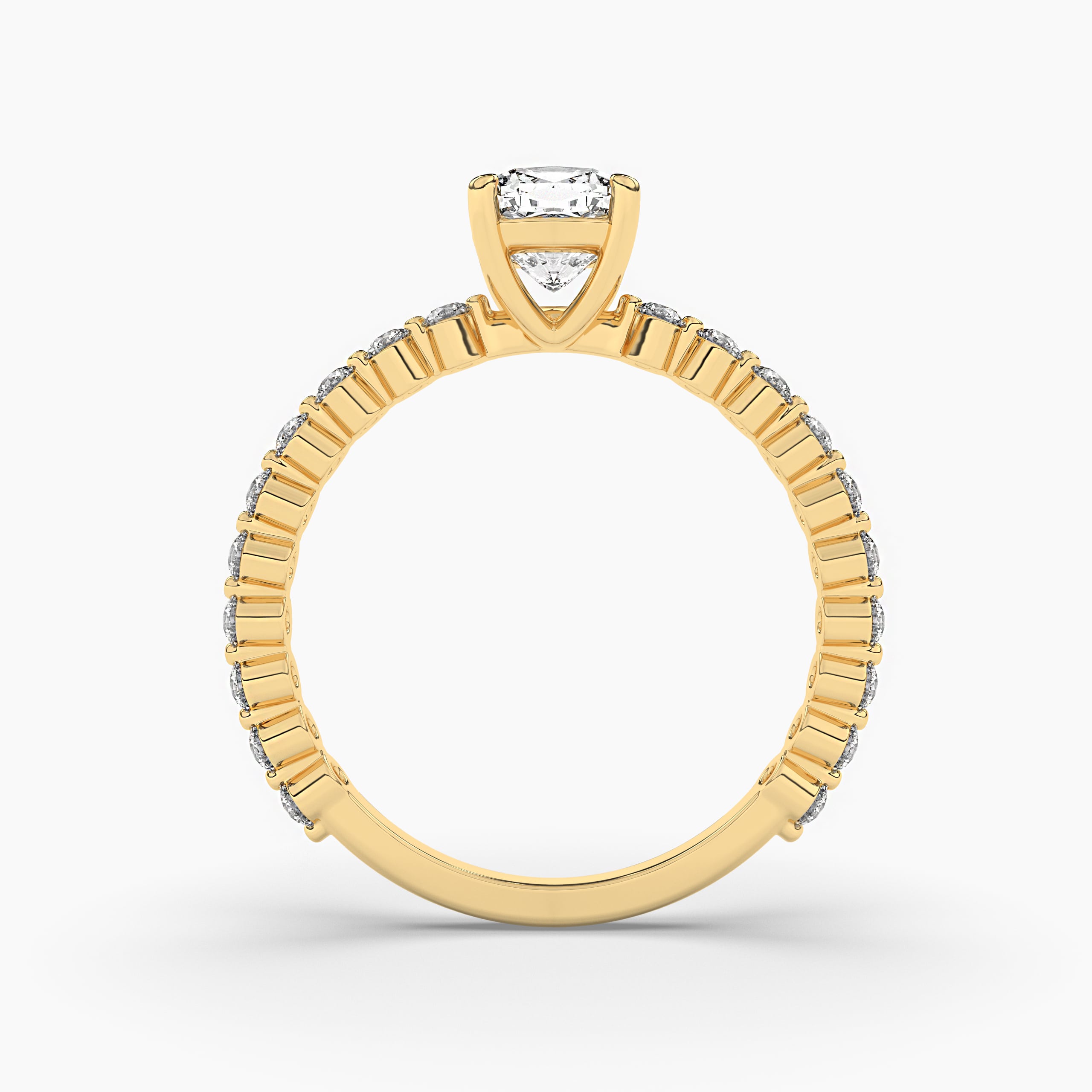 Yellow Gold cushion cut solitaire engagement ring USA