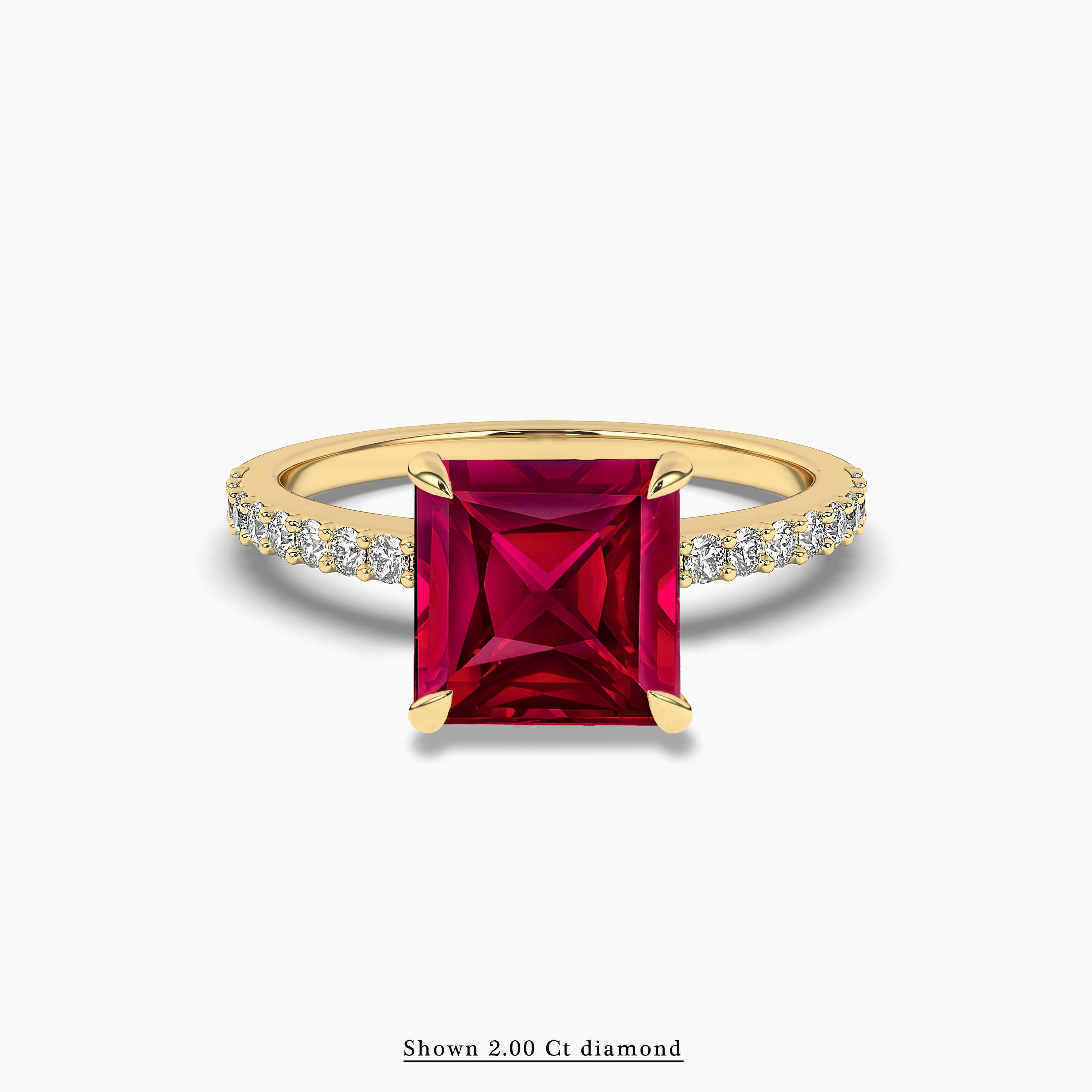 ruby and white diamond pave engagement ring