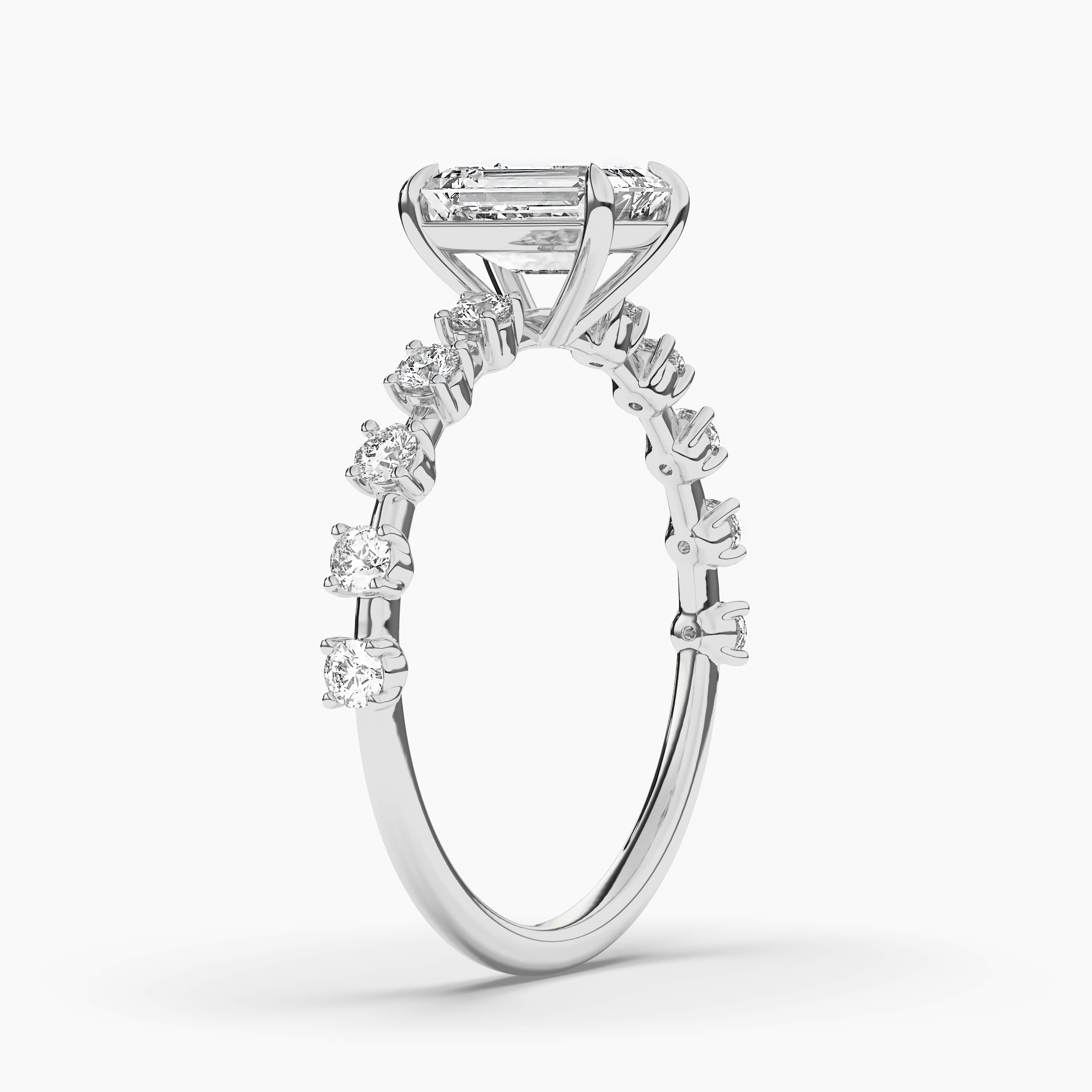 Emerald Cut Amethyst Cocktail Ring in White Gold