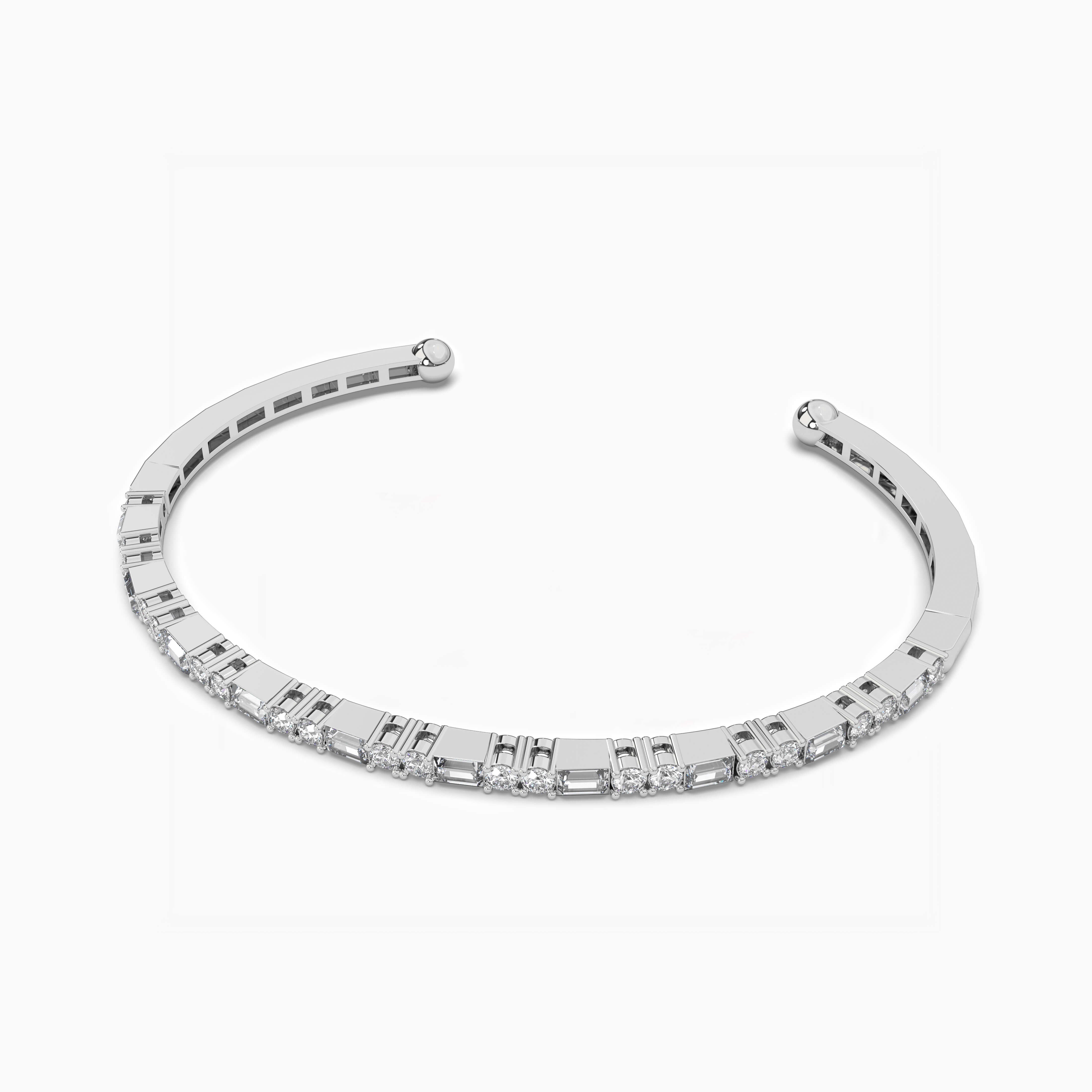 LADIES ROUND CHANNEL TENNIS BRACELET IN WHITE GOLD