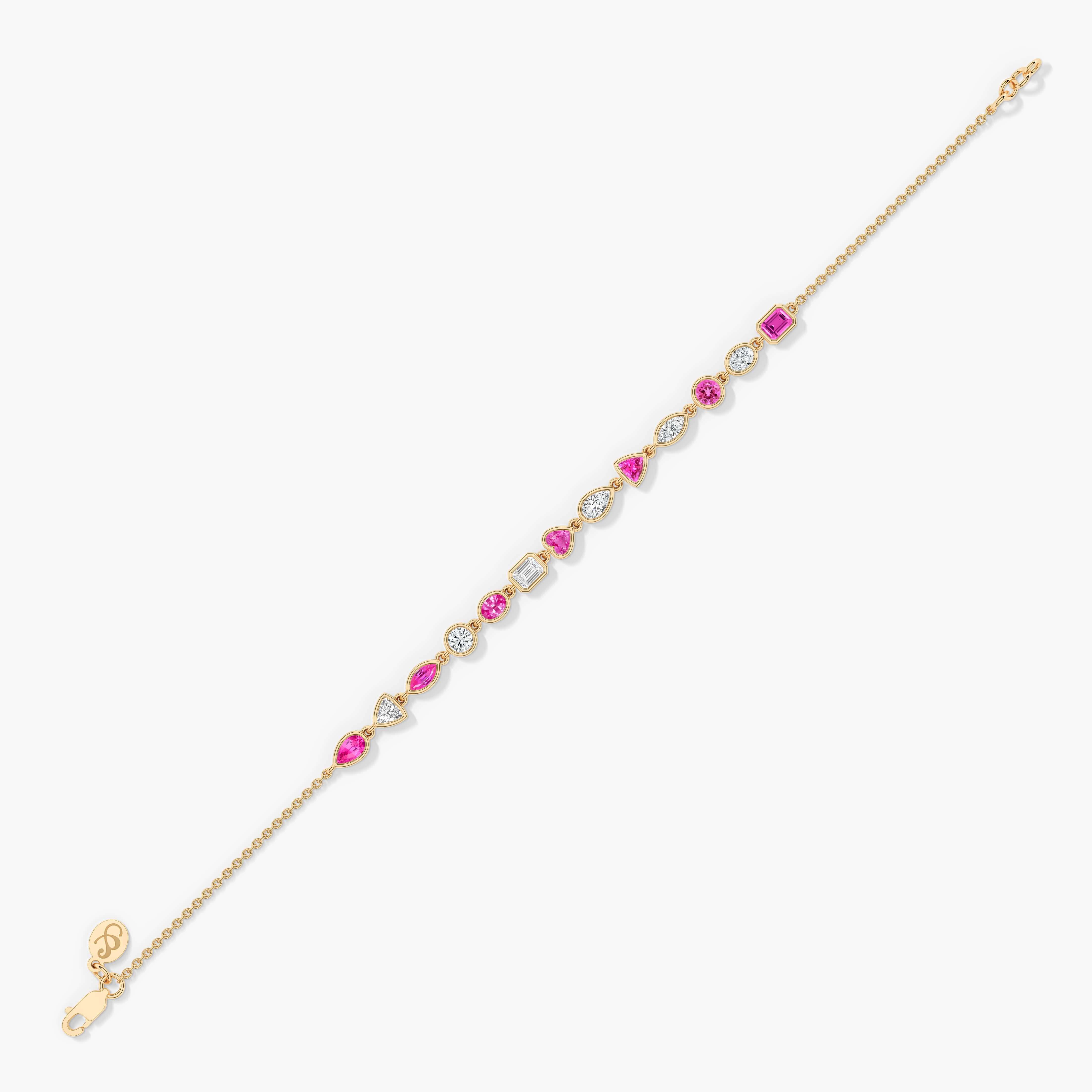 multi shape pink diamond tennis bracelet