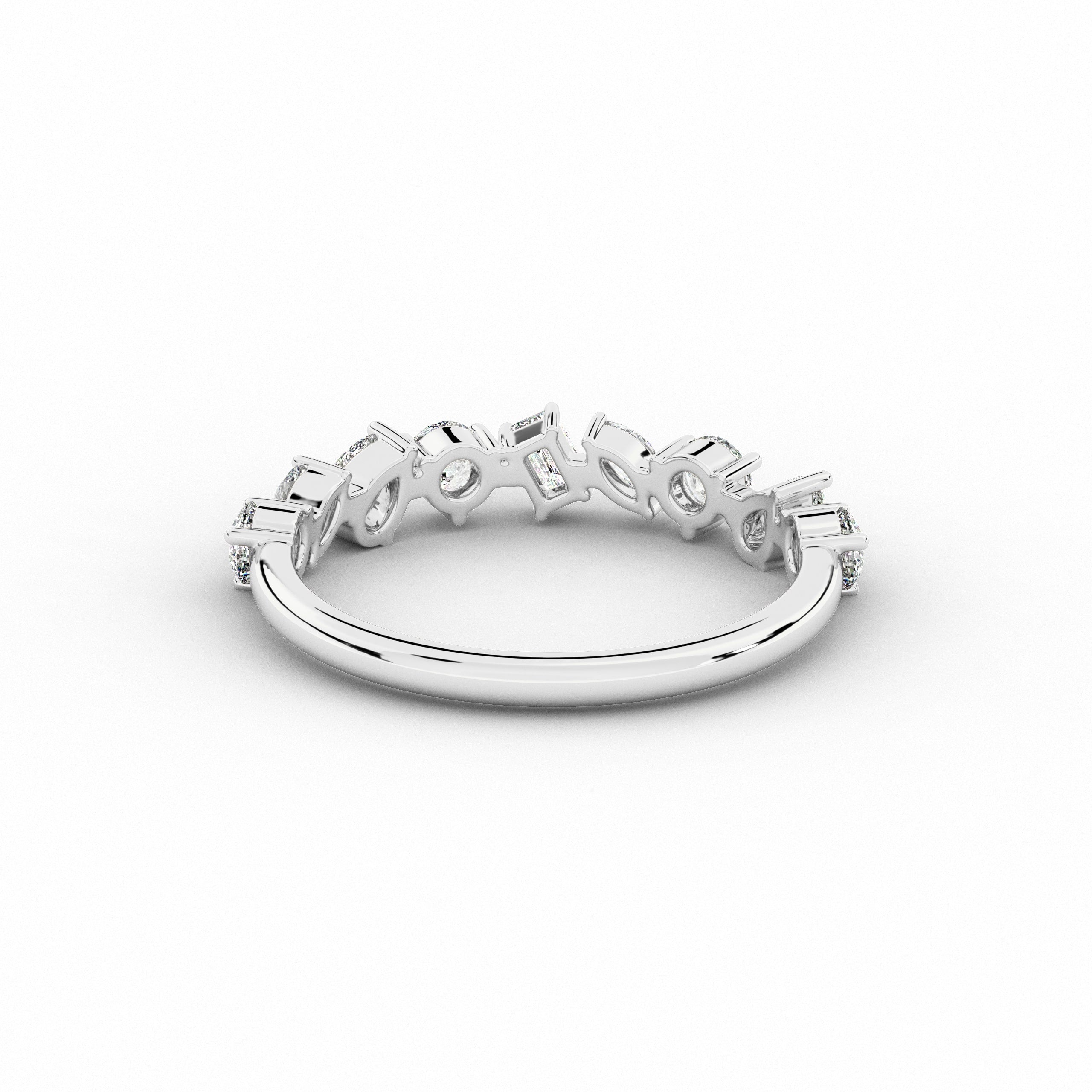White Gold Cluster Engagement Ring In Multi Shape Diamond For Woman