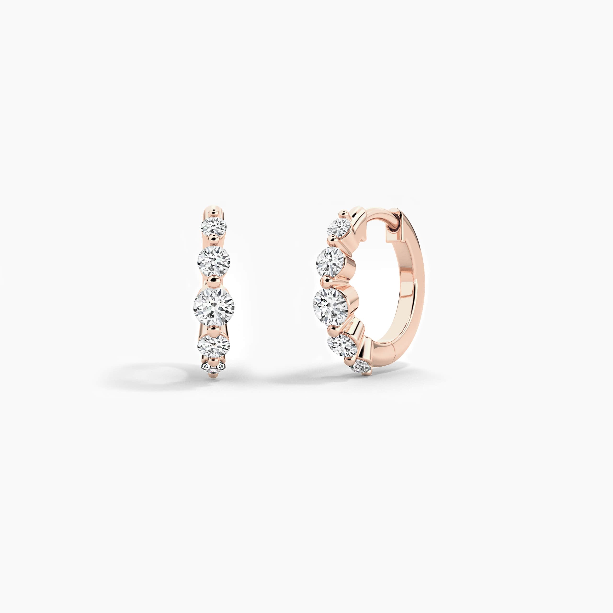 Rose Gold  Round Shape Moissanite Hoop Earring