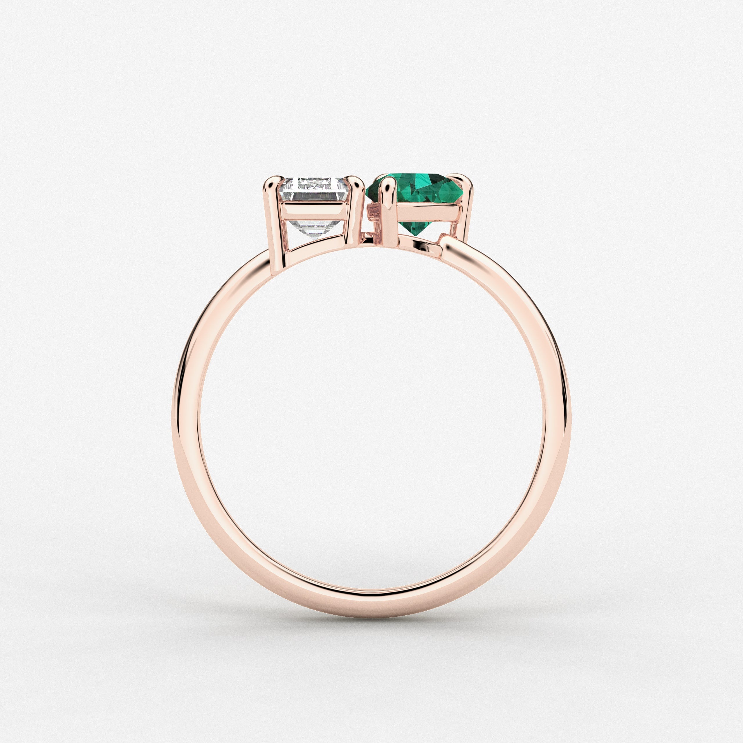 rose gold lab grown toi et moi ring