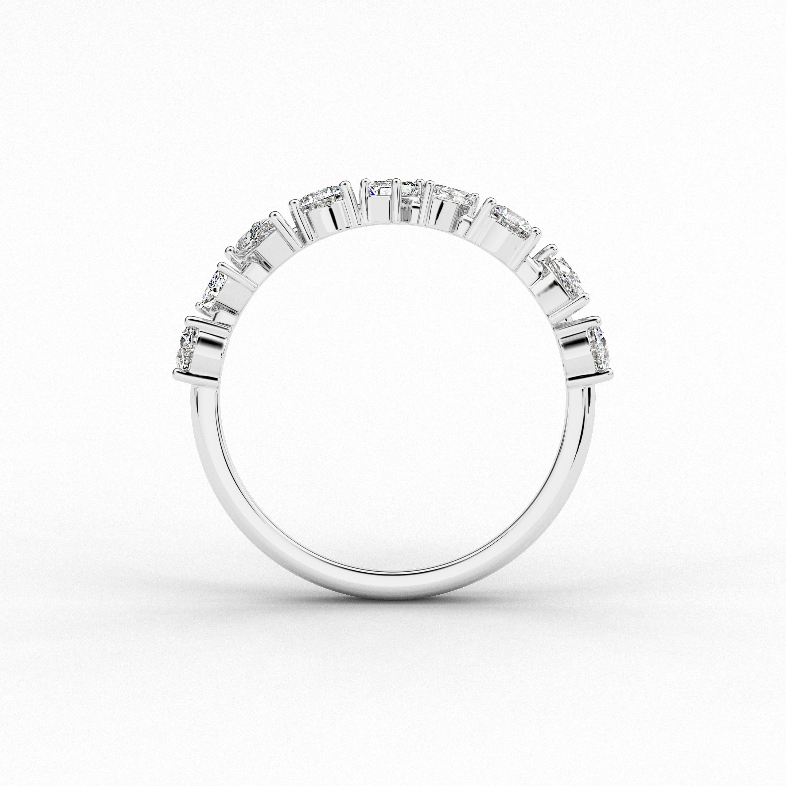 White Gold Cluster Engagement Ring In Multi Shape Ring For Woman