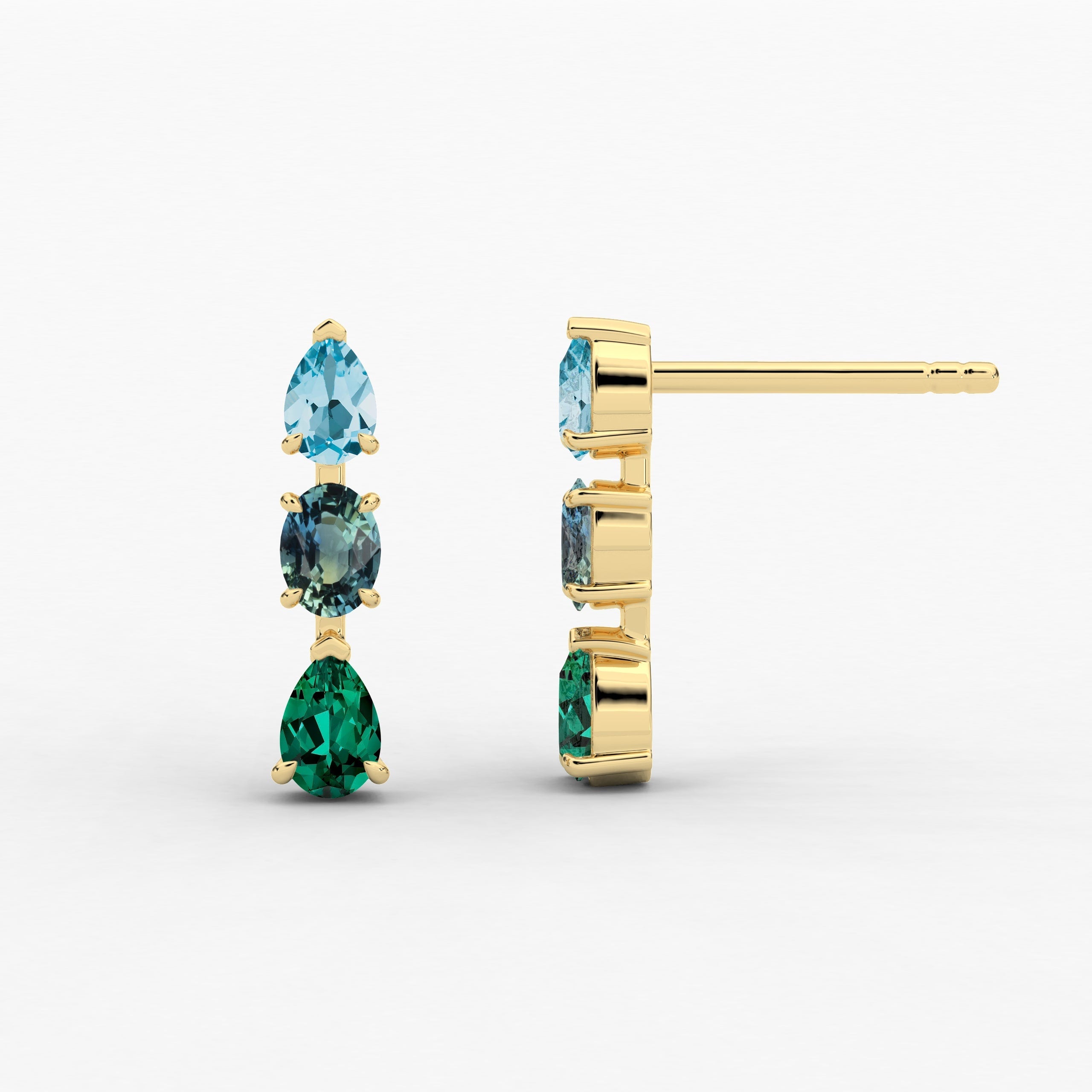 precious stone earrings in yellow gold