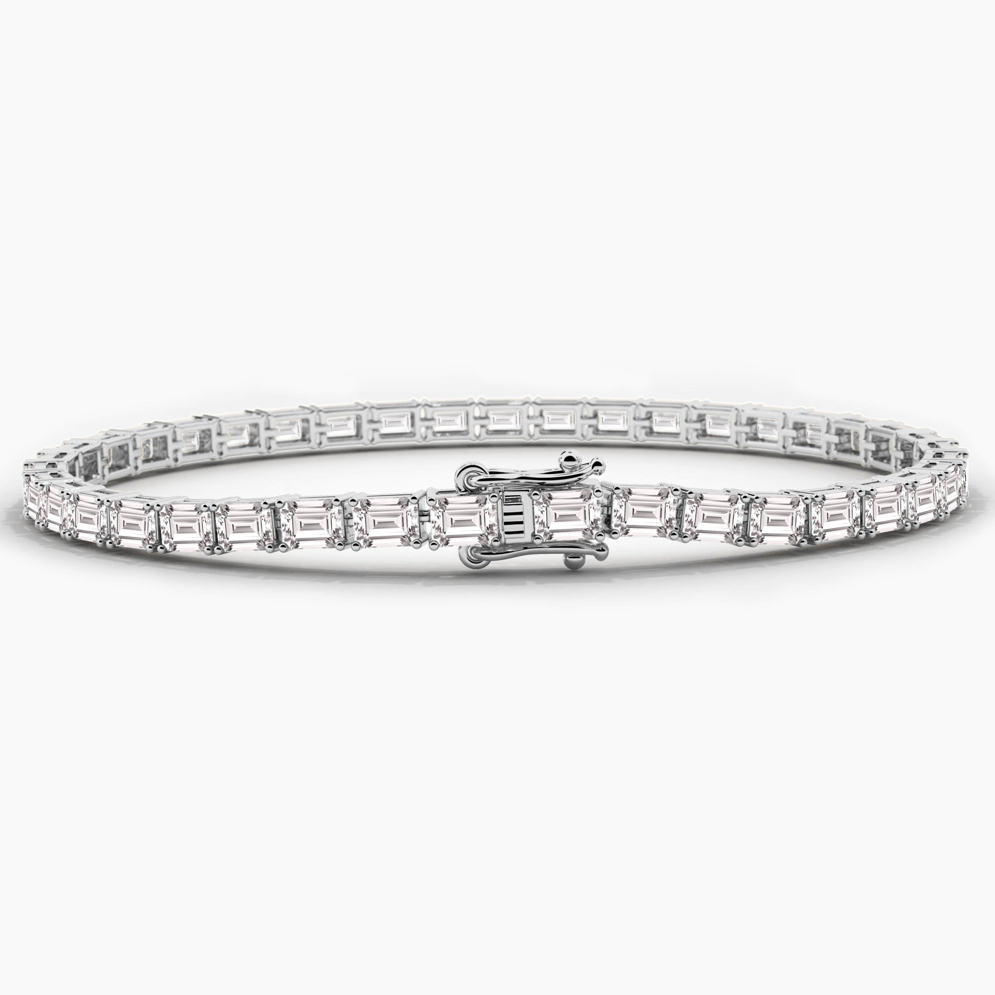 emerald shape diamond tennis bracelet white gold