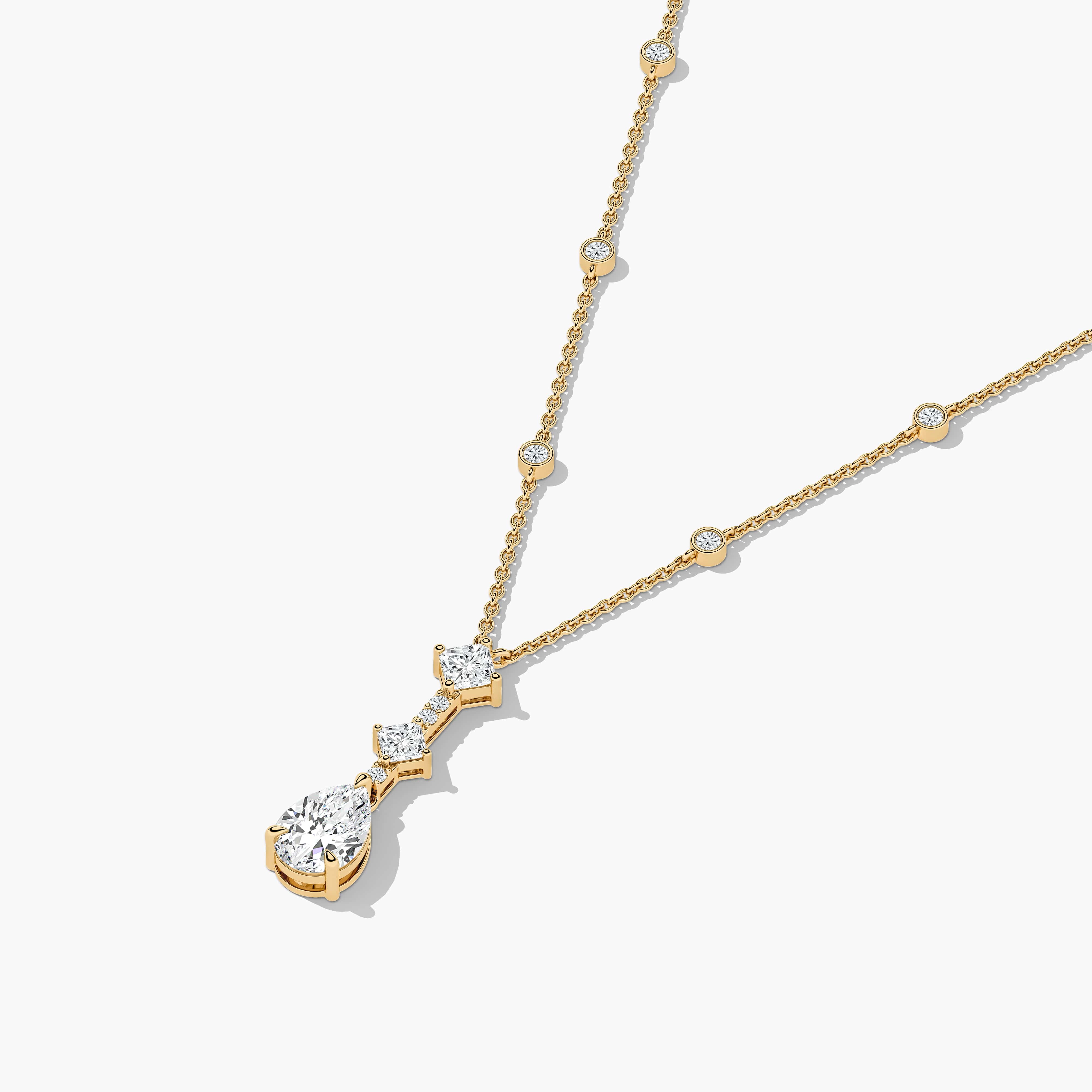 Princess and Pear Diamond Necklace