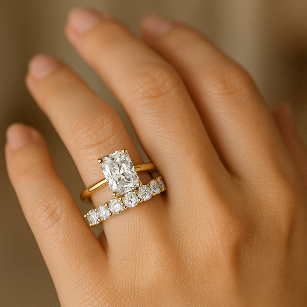 Radiant diamond engagement ring